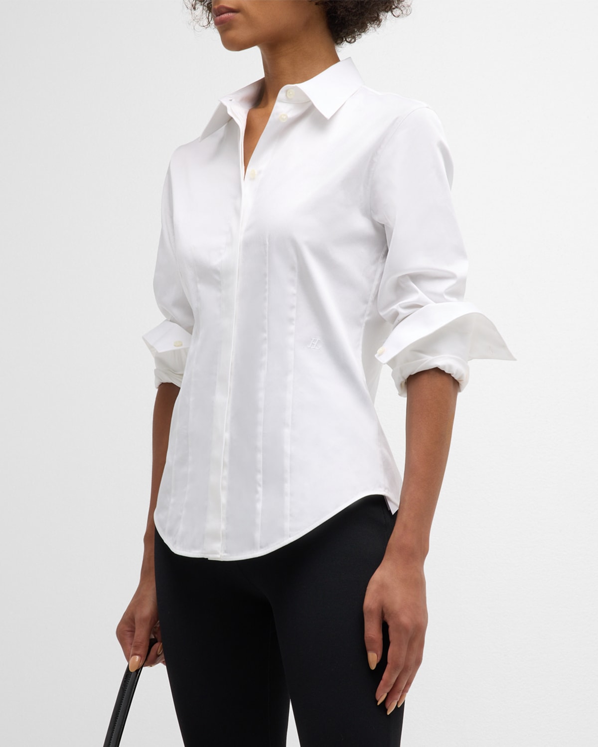 Shop Helmut Lang Fitted Button-front Shirt In Optic White