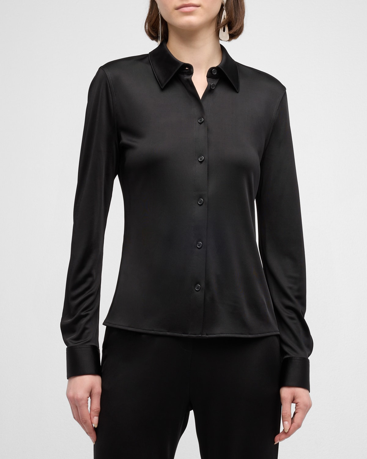 Shop Helmut Lang Fluid Button-front Shirt In Black