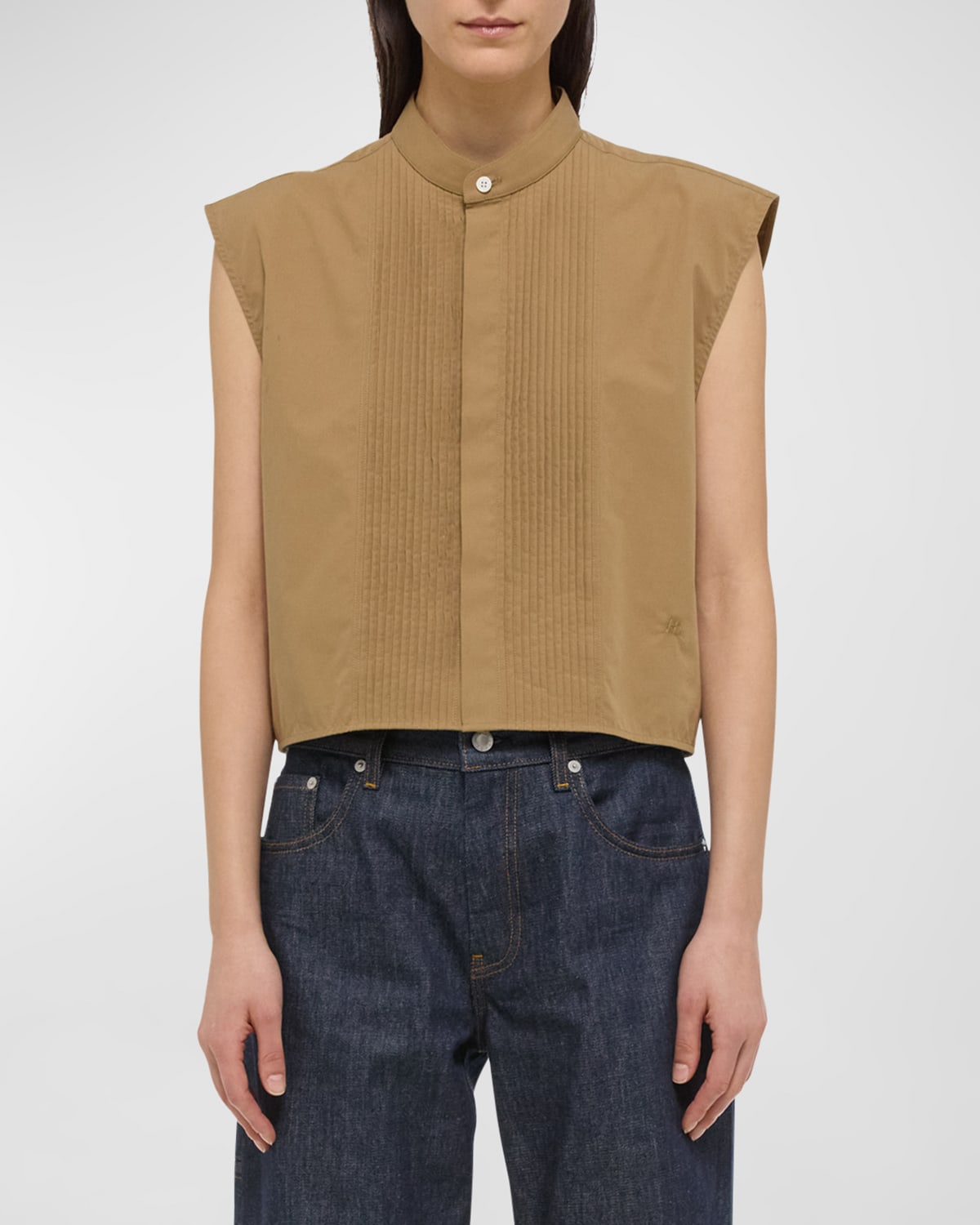 Helmut Lang Sleeveless Tuxedo Bib In Trench
