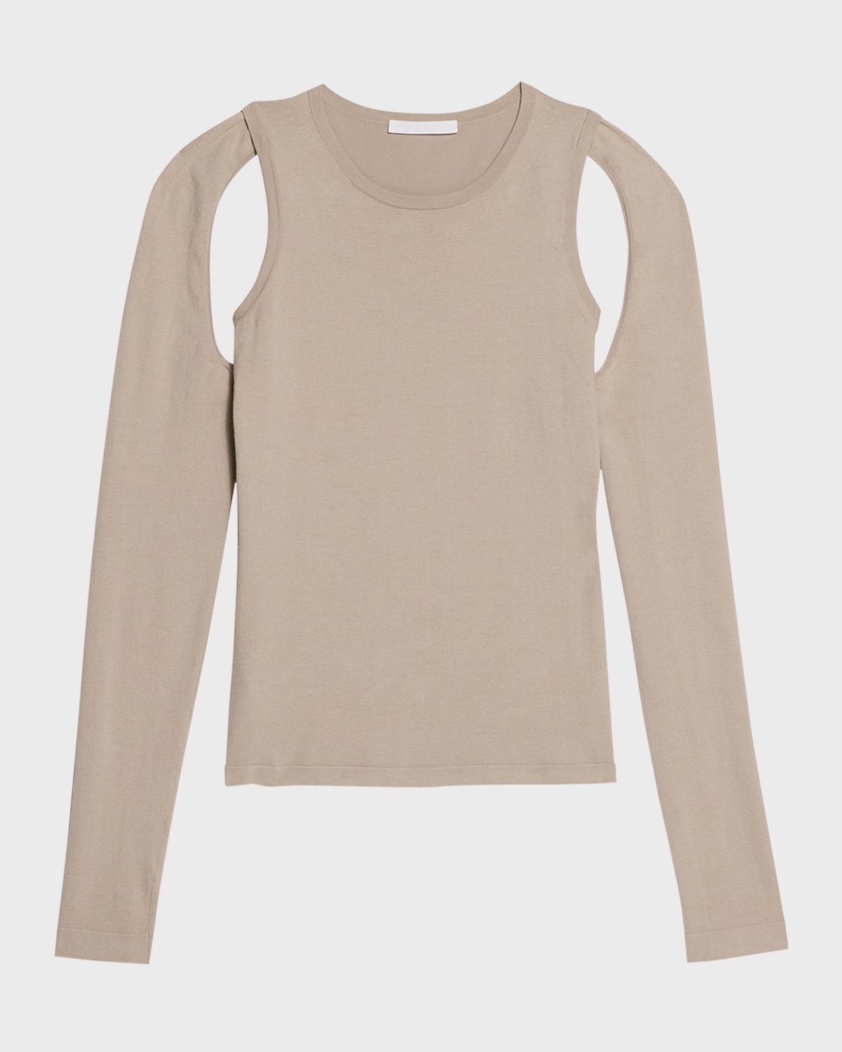 Helmut Lang Cut-out Long-sleeve Knit Top In Sand