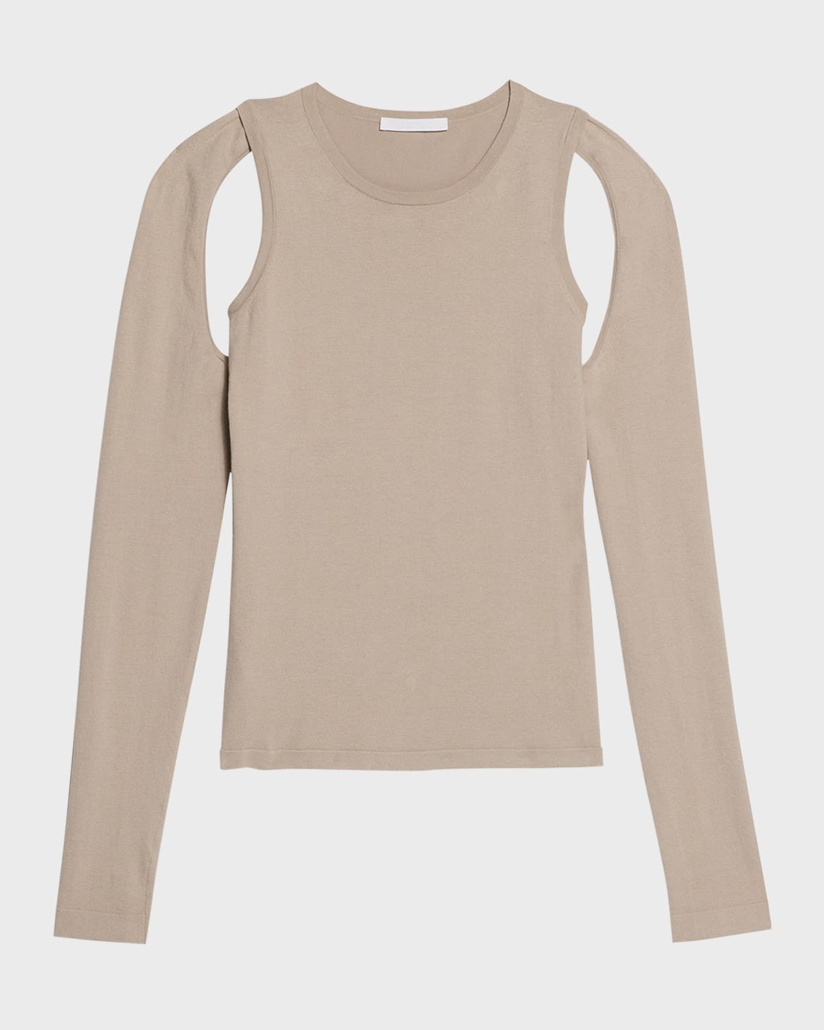 Shop Helmut Lang Cut-out Long-sleeve Knit Top In Sand