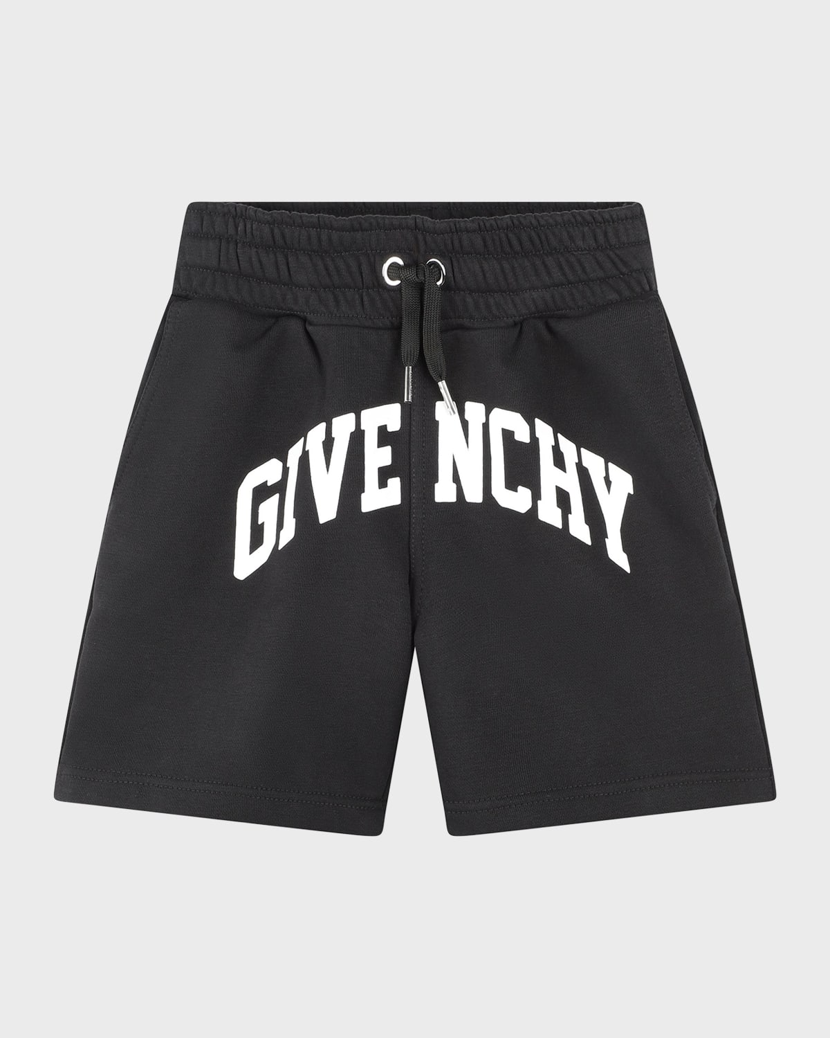 Shop Givenchy Boy's Logo Fleece Drawstring Shorts In Black