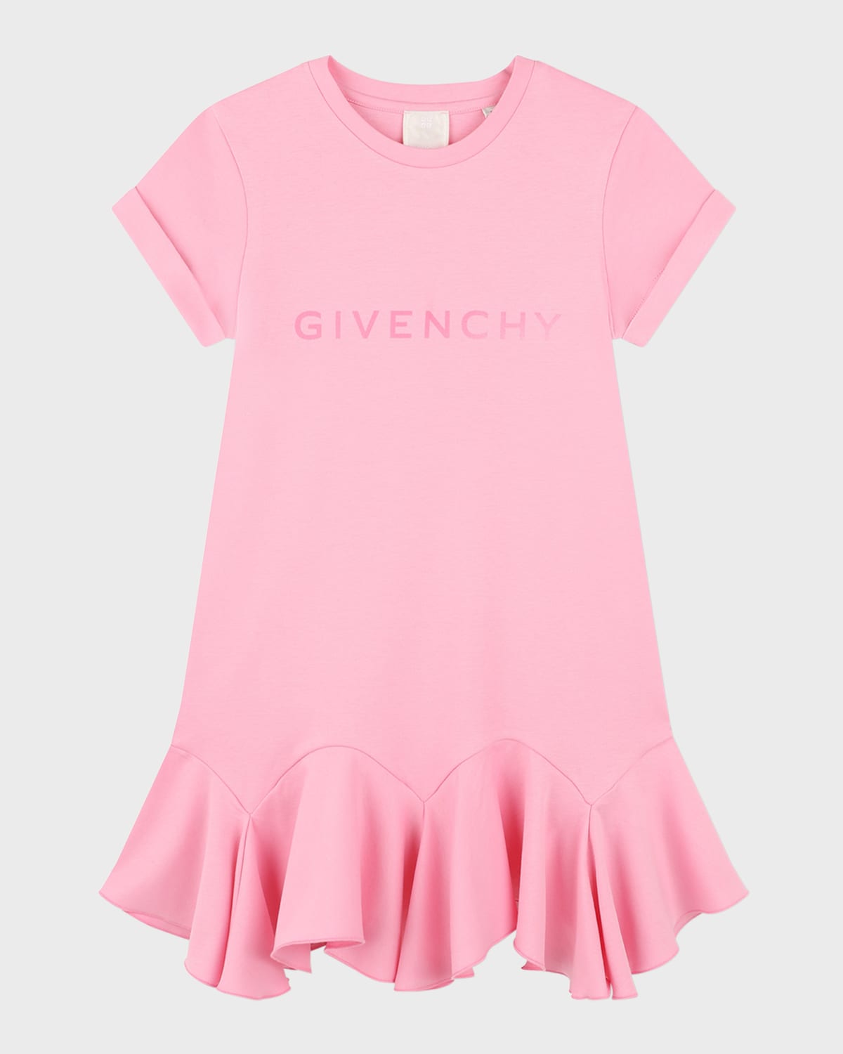 Shop Givenchy Girl's 4g Logo Short-sleeve Flounce Dress In Pink
