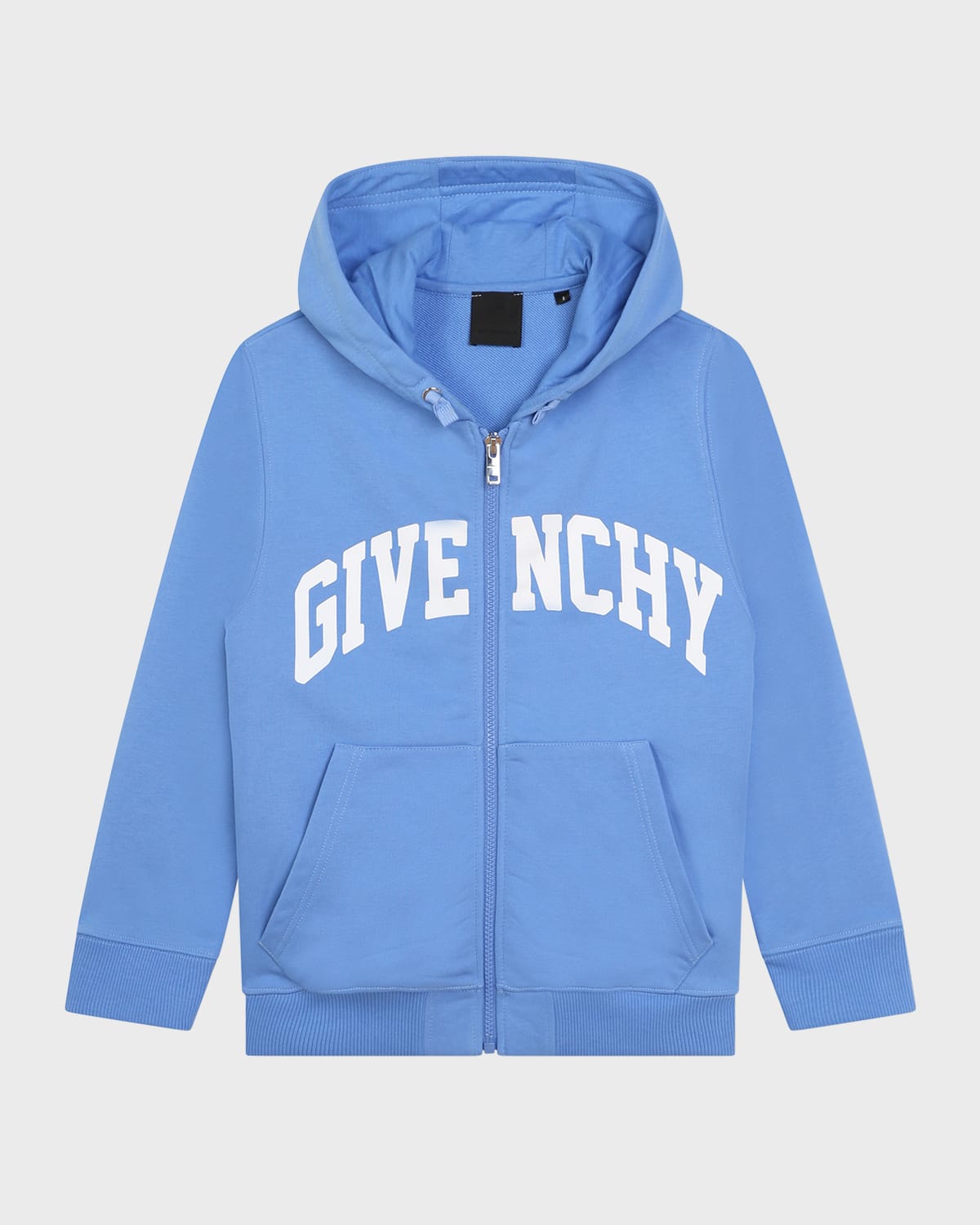 Givenchy Kids' Boy's Hooded Logo-print Fleece Cardigan In Blue