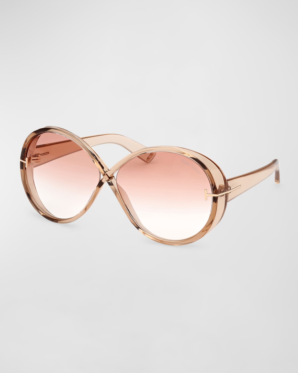 Shop Tom Ford Edie Acetate Round Sunglasses In Brown