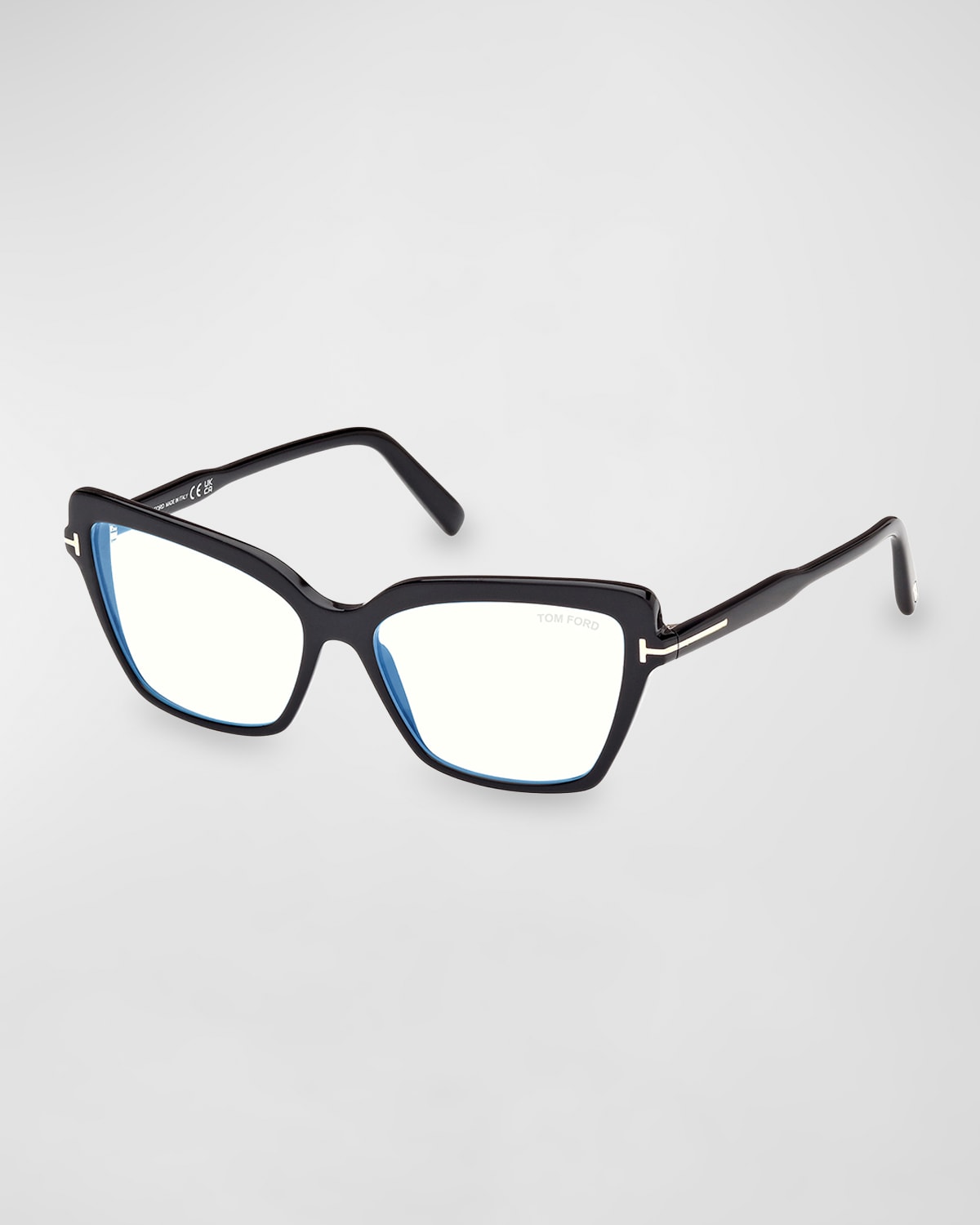 Shop Tom Ford Blue Light Blocking Acetate Cat-eye Glasses In Black