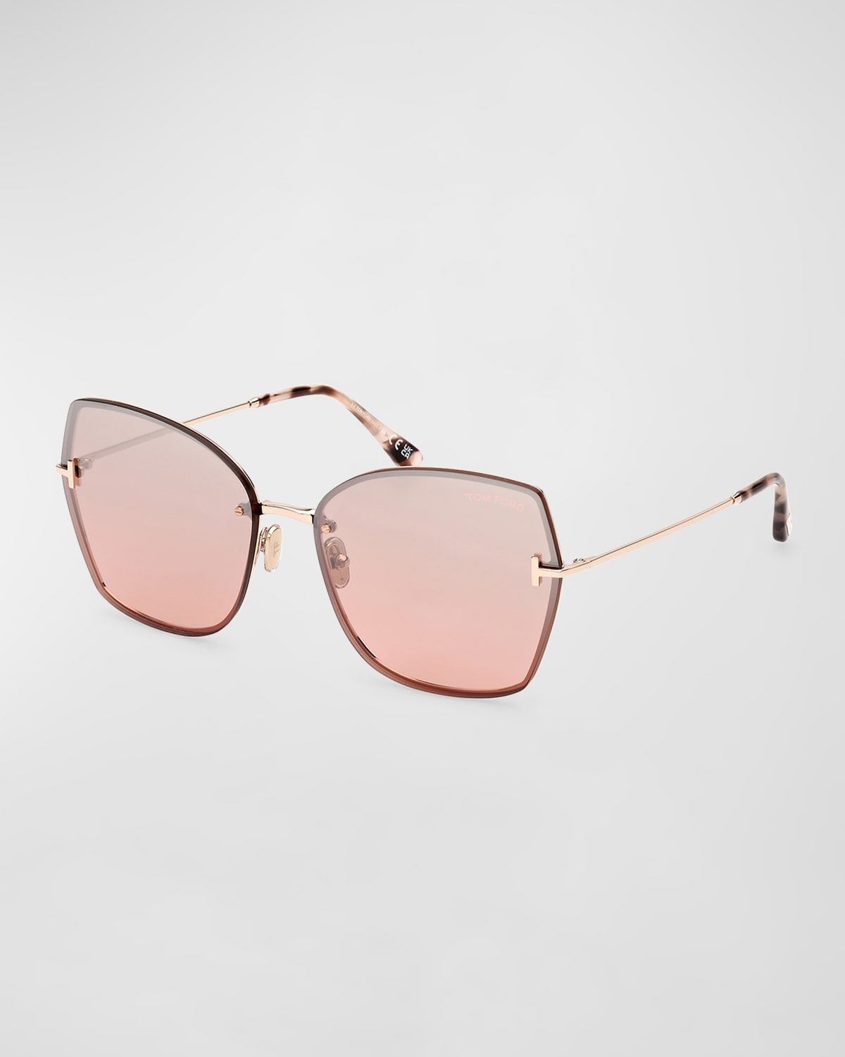 Shop Tom Ford Nickie Metal Butterfly Sunglasses In Gold