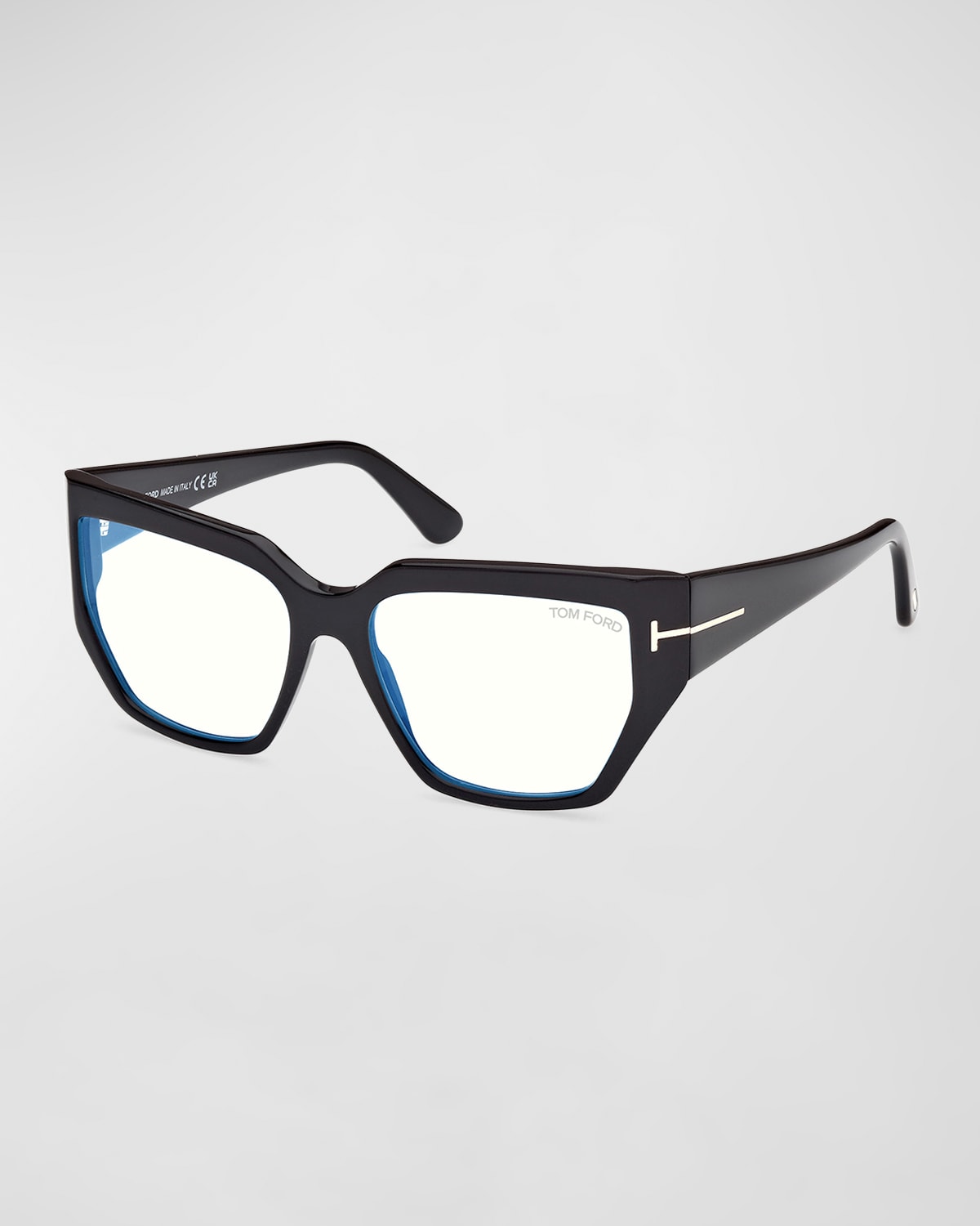 Shop Tom Ford Blue Light Blocking Acetate Square Glasses In Black