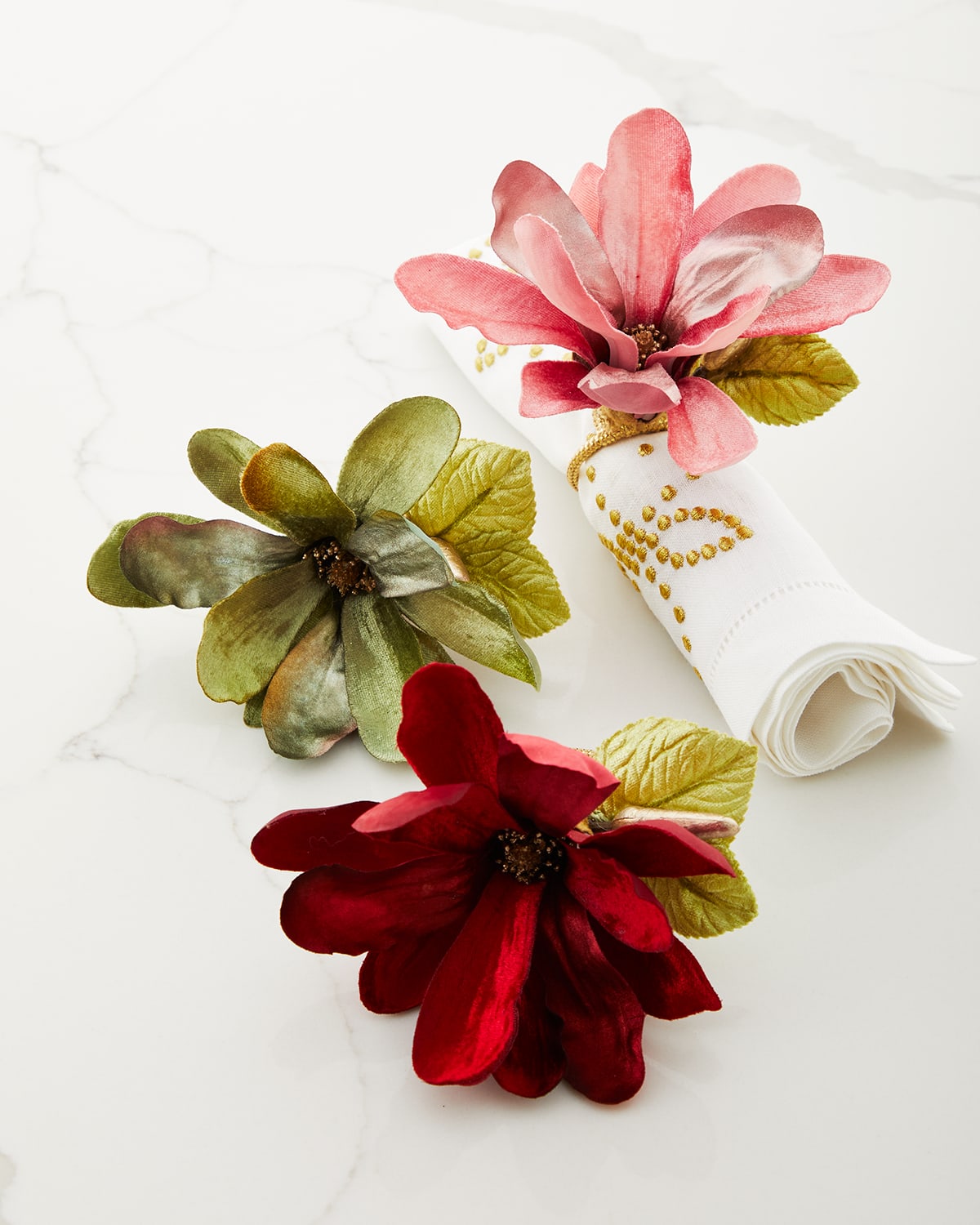 Shop Deborah Rhodes Plush Magnolia Napkin Ring In Red