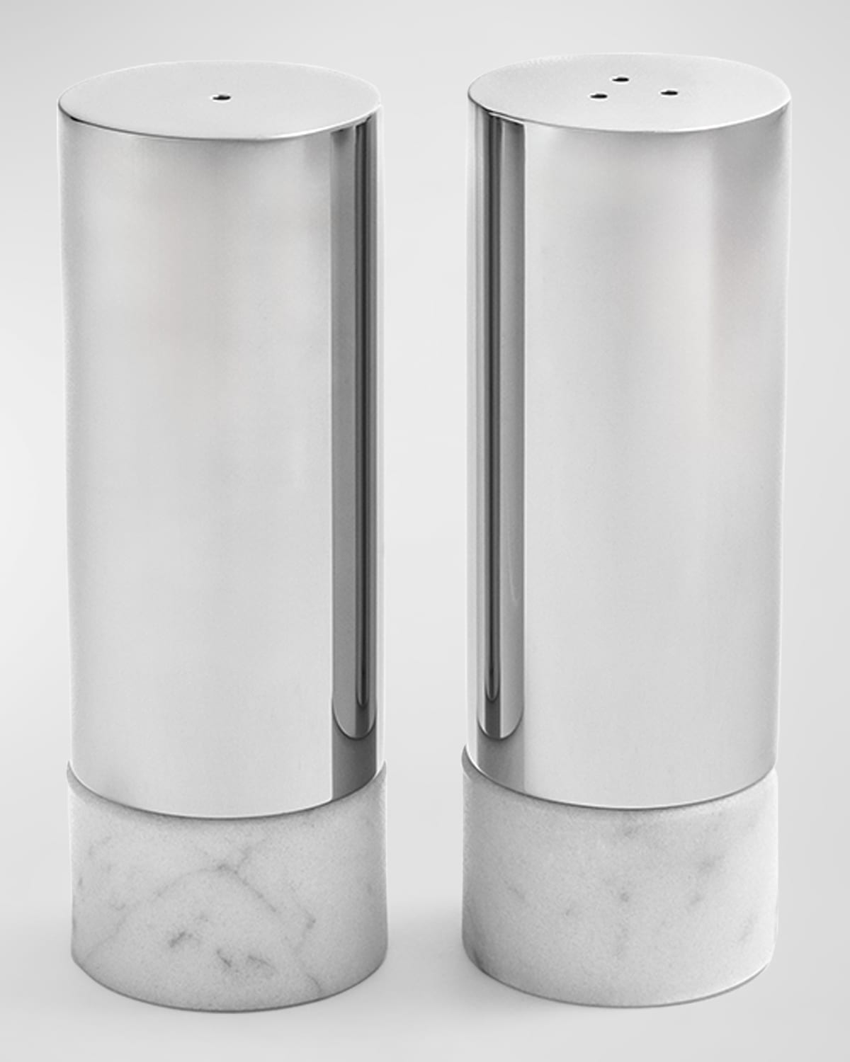Anna New York Dual Marble Salt & Pepper Shakers In Marble&amp;silver