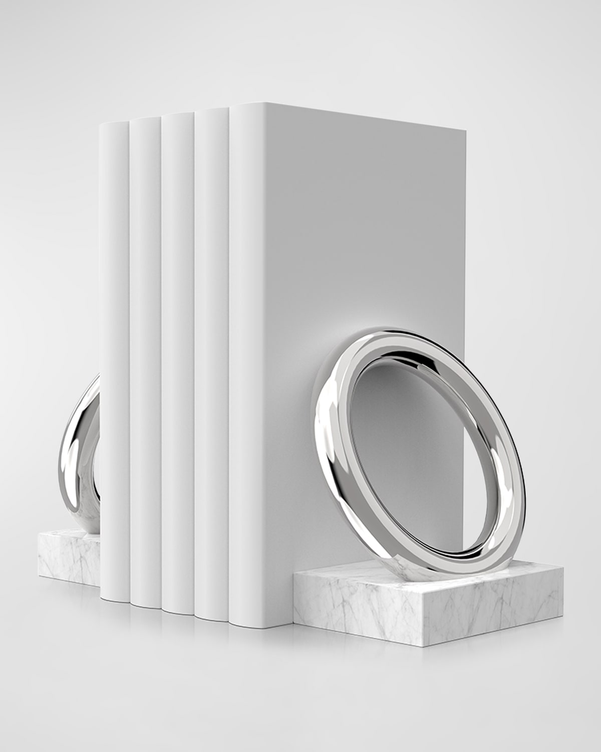 Shop Anna New York Marble Ring Bookends, Set Of 2 In Marble&amp;silver