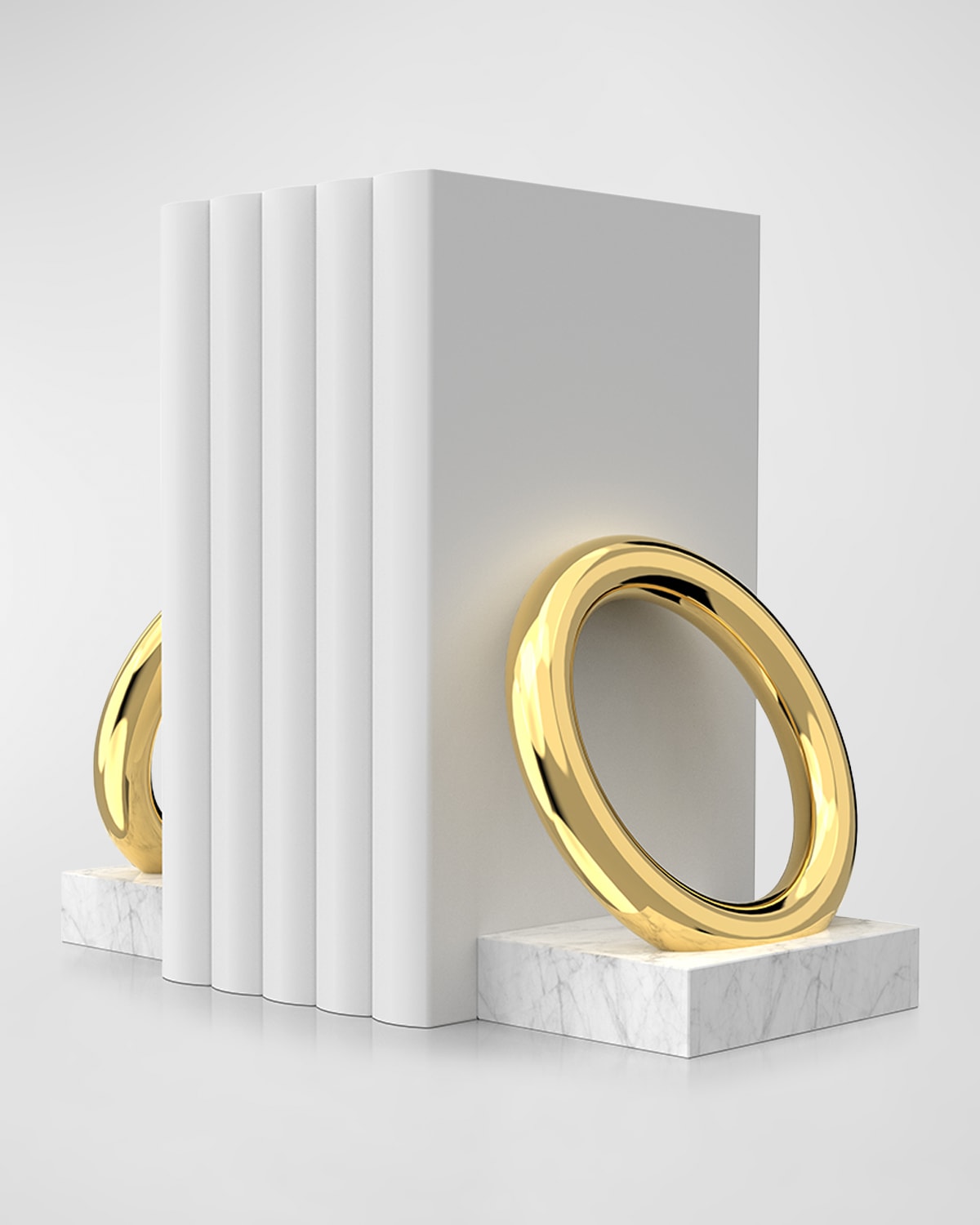 Shop Anna New York Marble Ring Bookends, Set Of 2 In Marble&amp;gold
