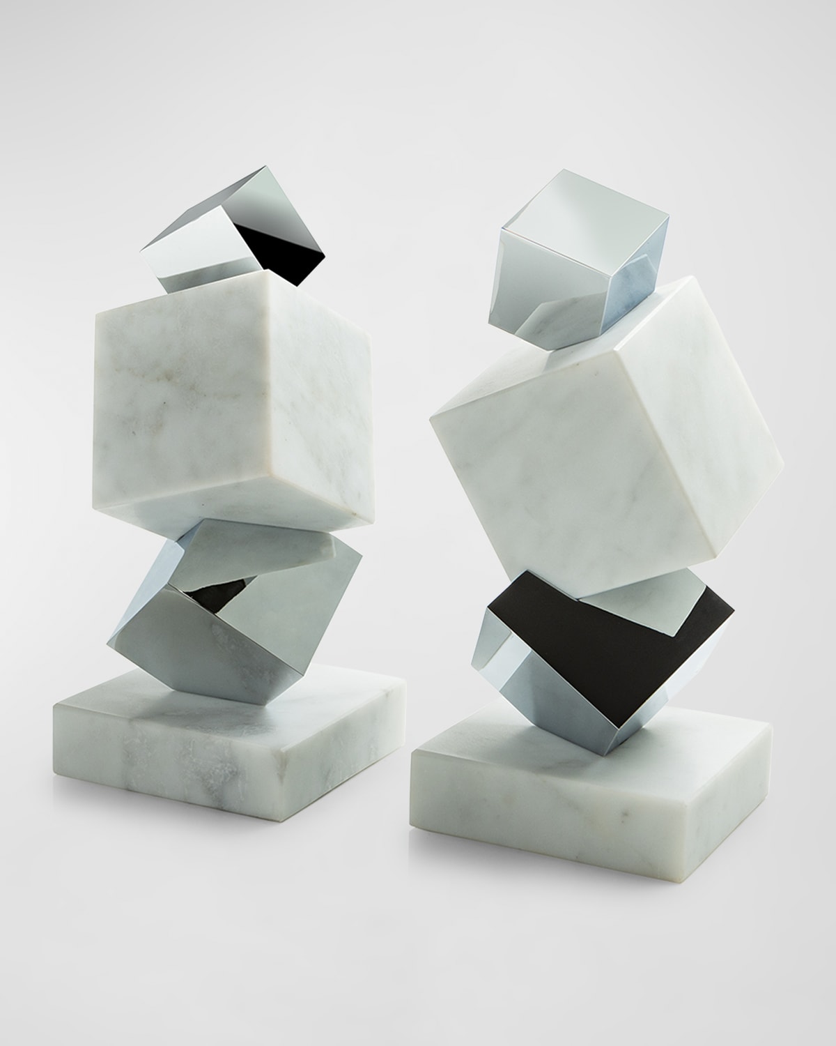 Shop Anna New York Marble Torre Objet In Marble&amp;silver