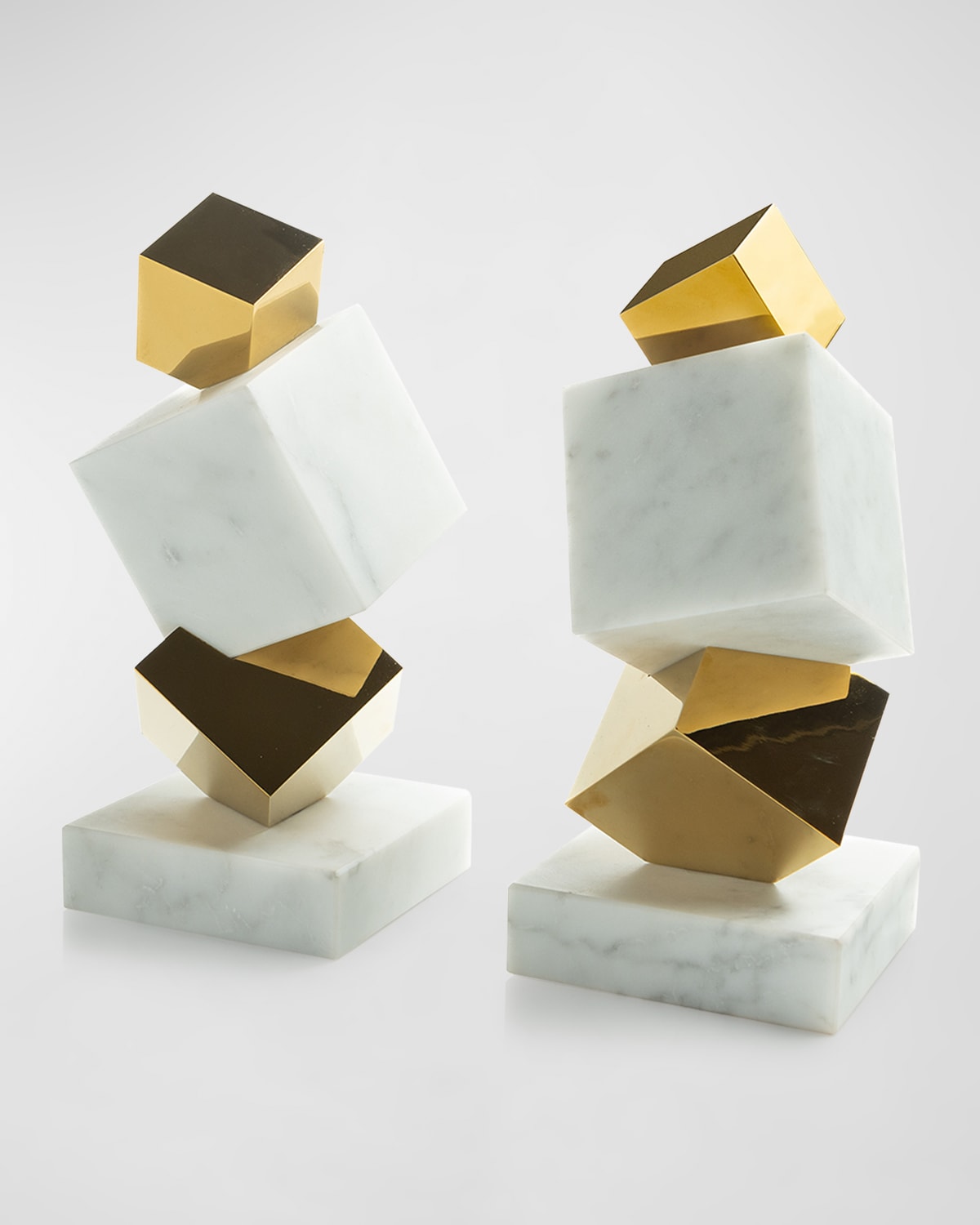 Anna New York Marble Torre Objet In Gold
