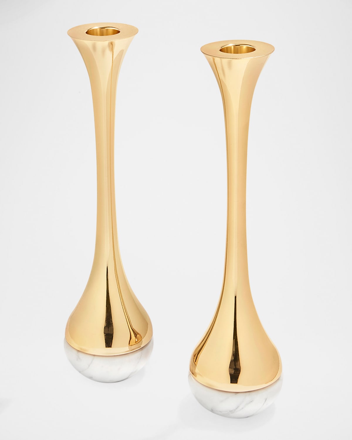 Anna New York Marble & Silver Dual Candleholders, Set Of 2 In Gold