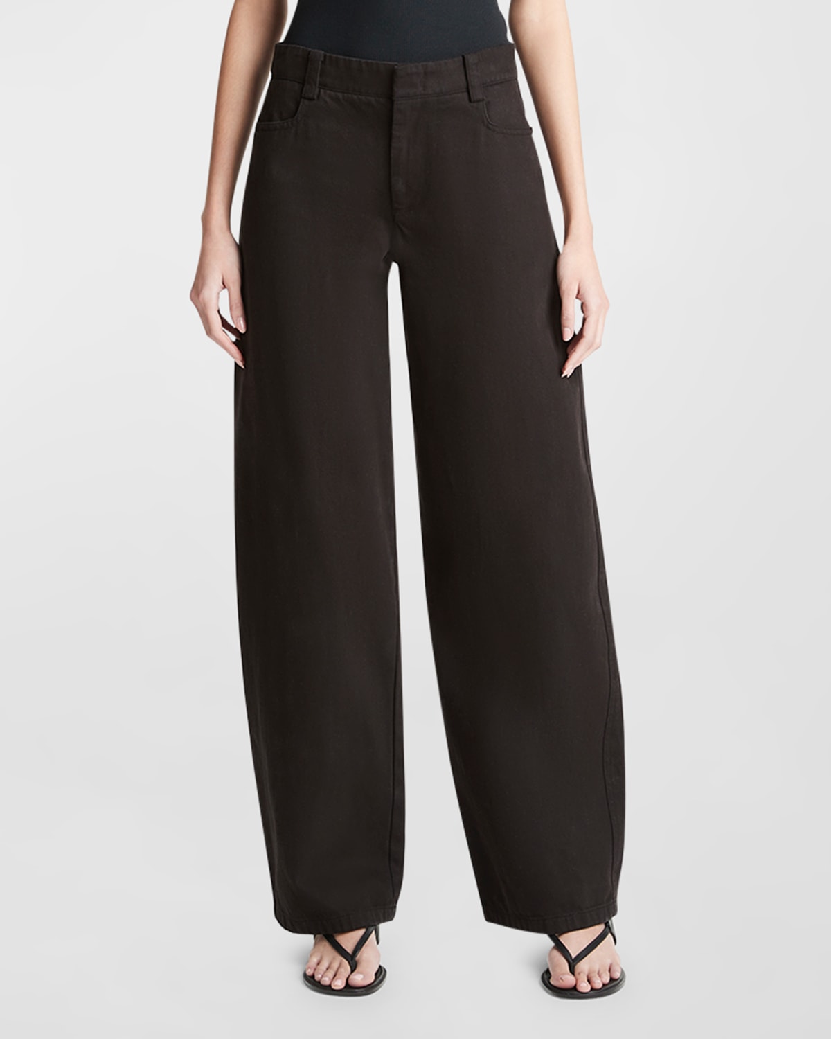 Shop Vince Washed Twill Wide-leg Pants In Black