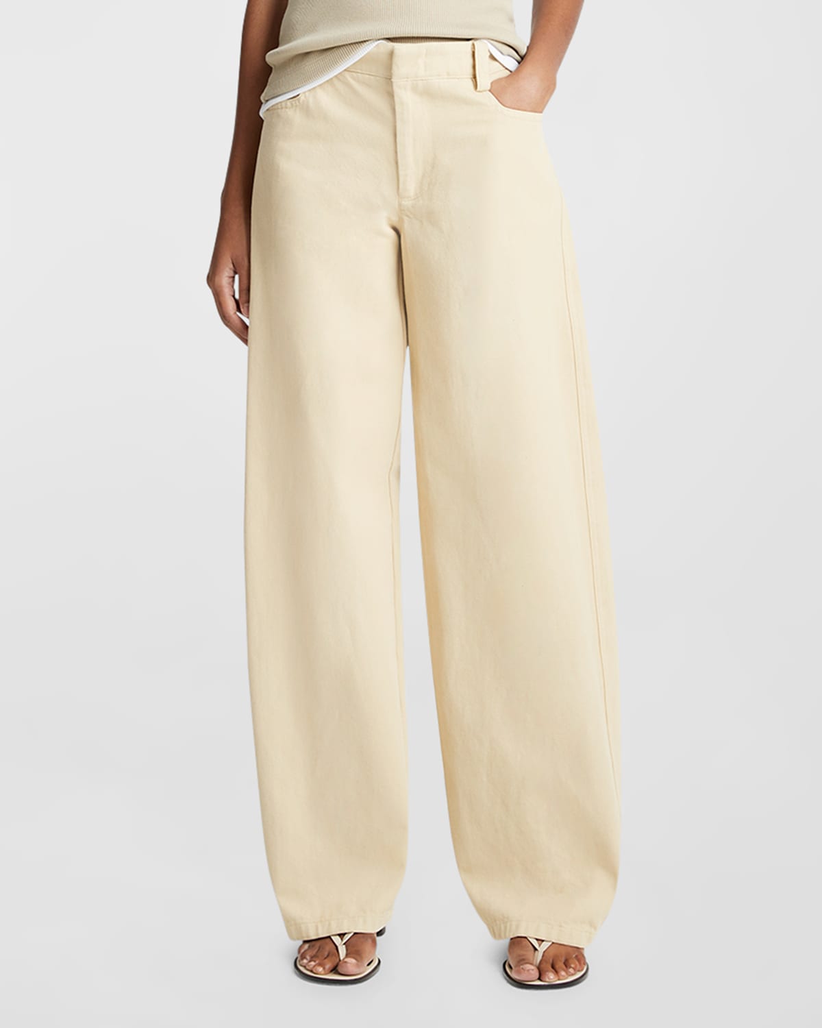 Shop Vince Washed Twill Wide-leg Pants In Haystack