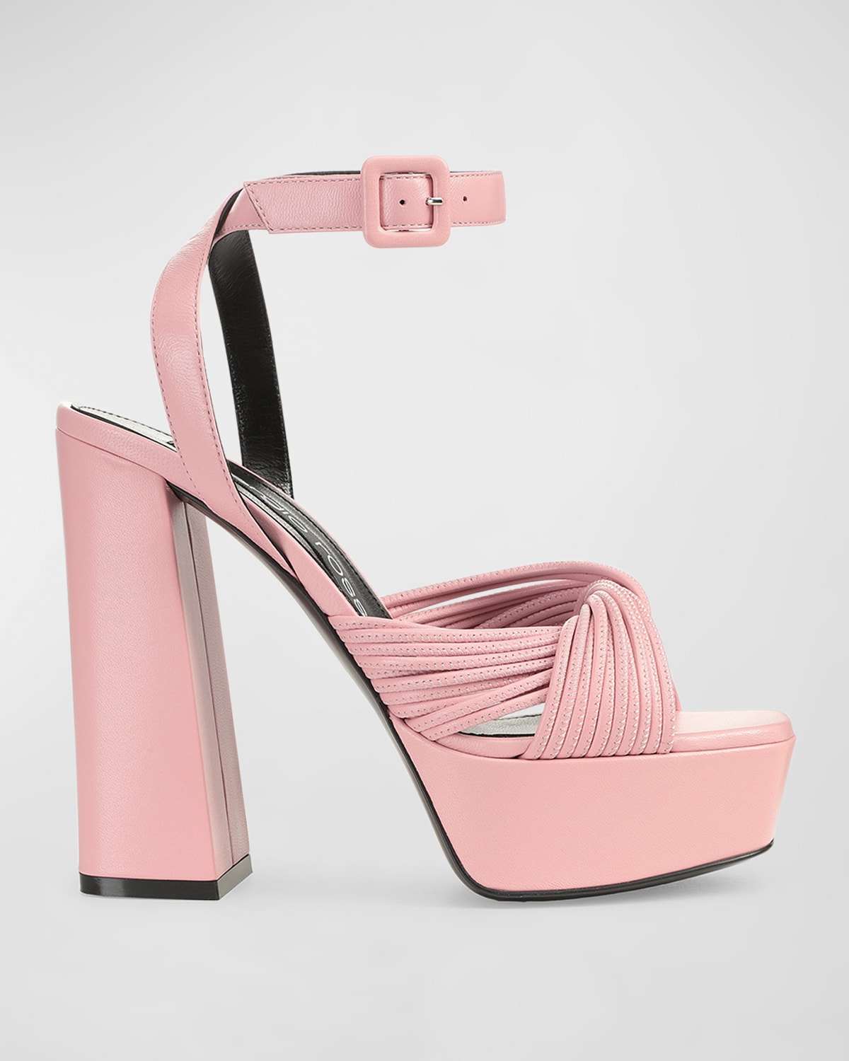 Sergio Rossi Napa Strappy Block-heel Platform Sandals In Light Rose