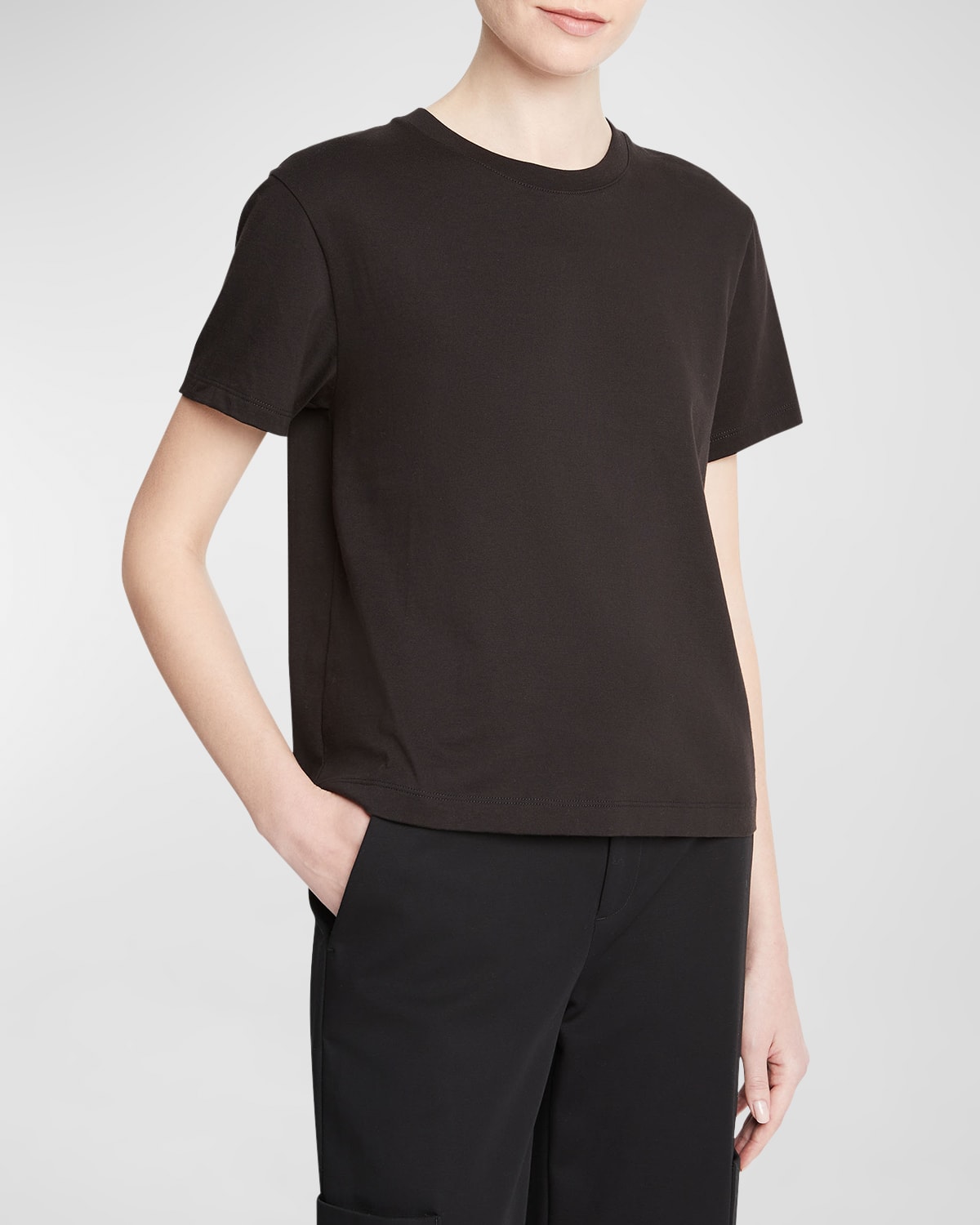 Vince Pima Cotton Crewneck T-shirt In Black