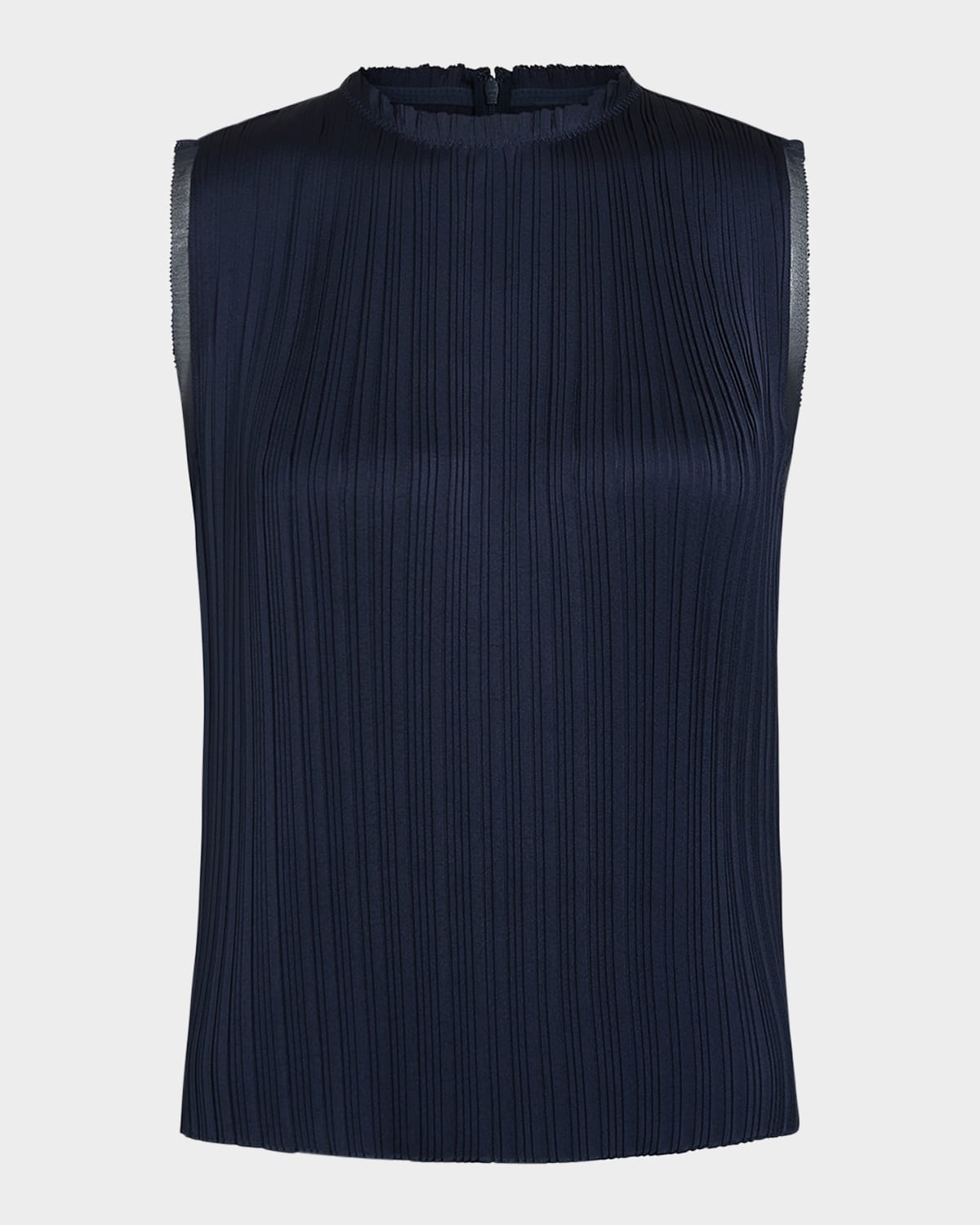 Shop Vince Pleated Crewneck Shell Top In Coastal Blue