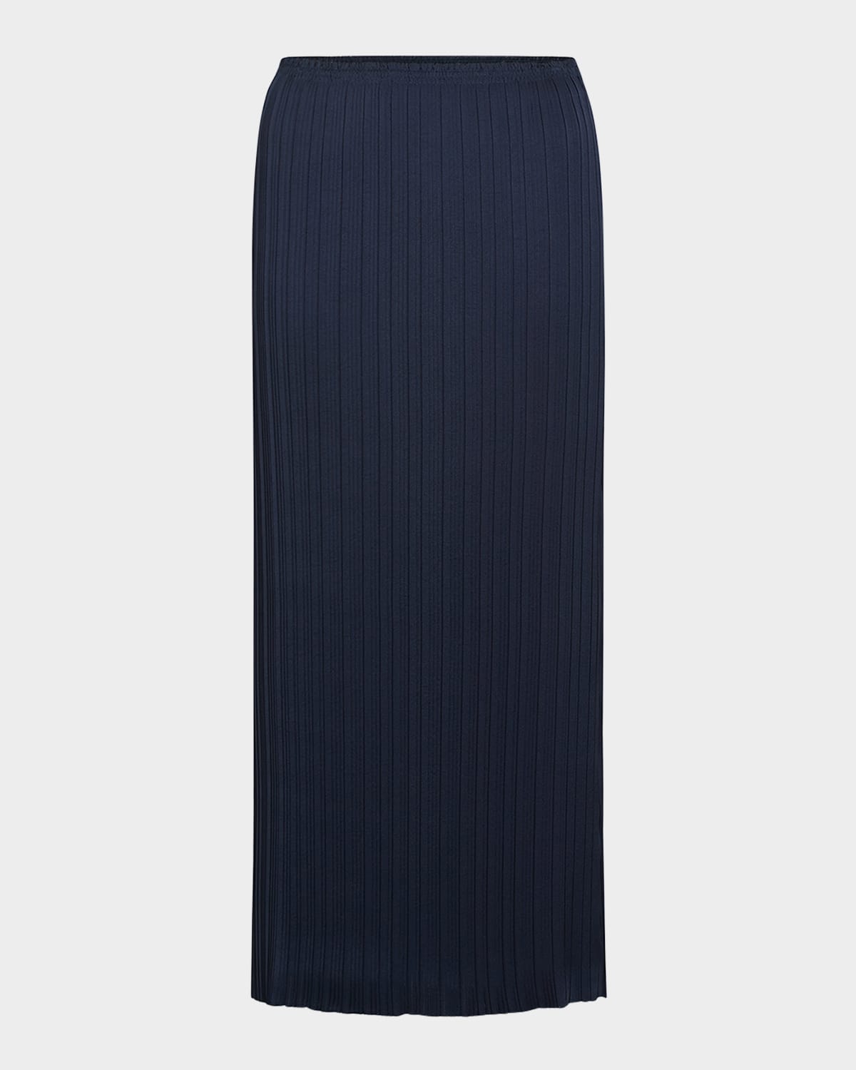Pleated Straight Pull-On Midi Skirt