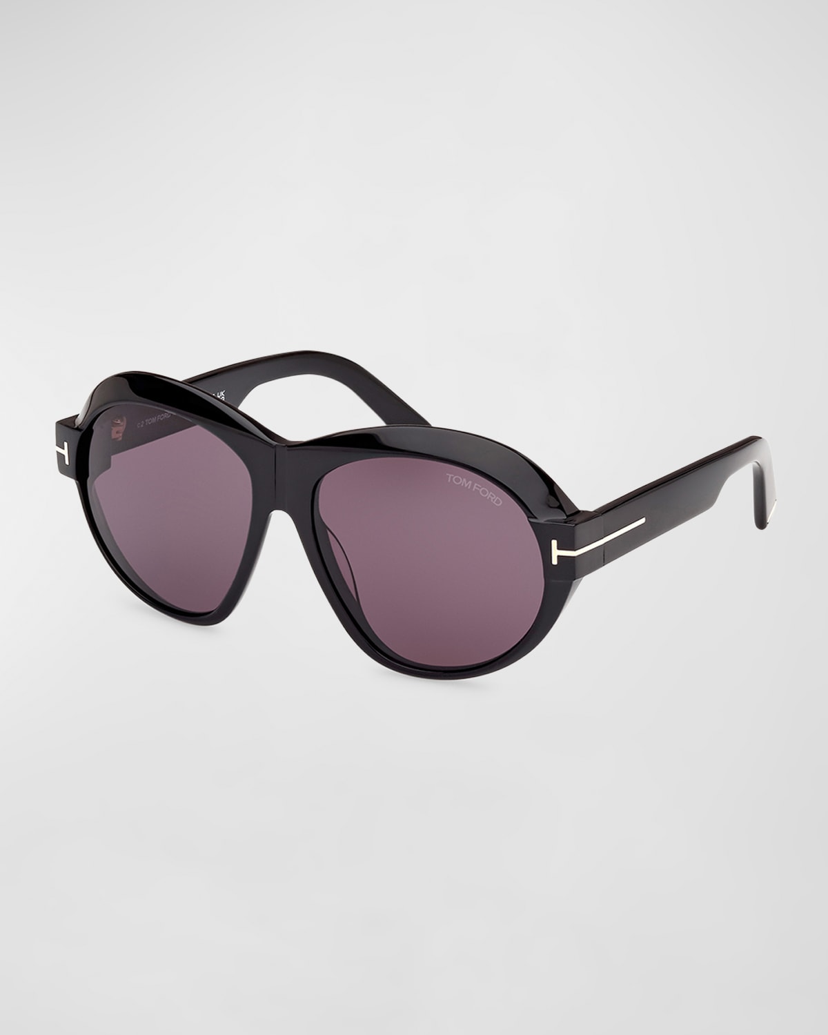 Shop Tom Ford Inger Acetate Round Sunglasses In Black