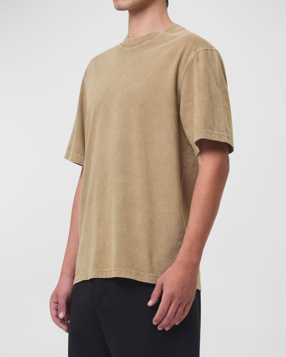 Shop Agolde Men's Asha Mock-neck T-shirt In Wheat (lt Brown