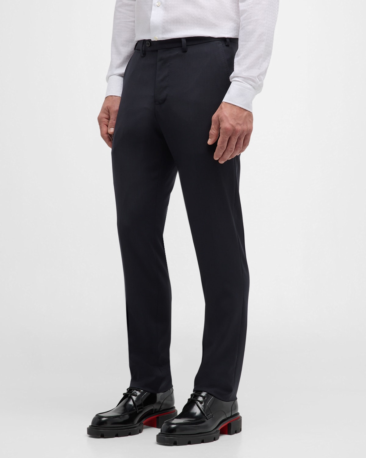 Shop Emporio Armani Men's G-line Flat Front Trousers In Navy