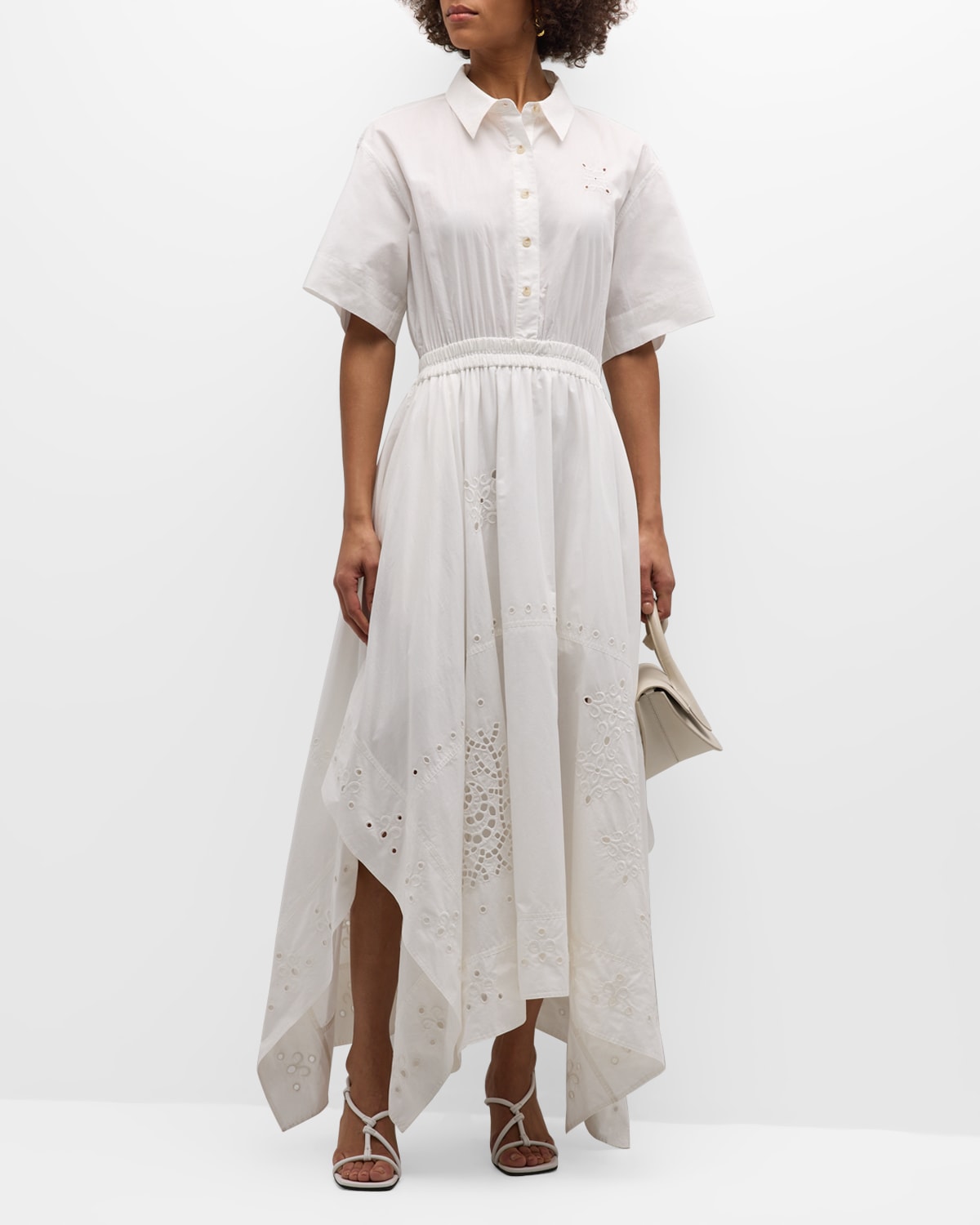 A.l.c Amy Short-sleeve Eyelet Maxi Dress In White