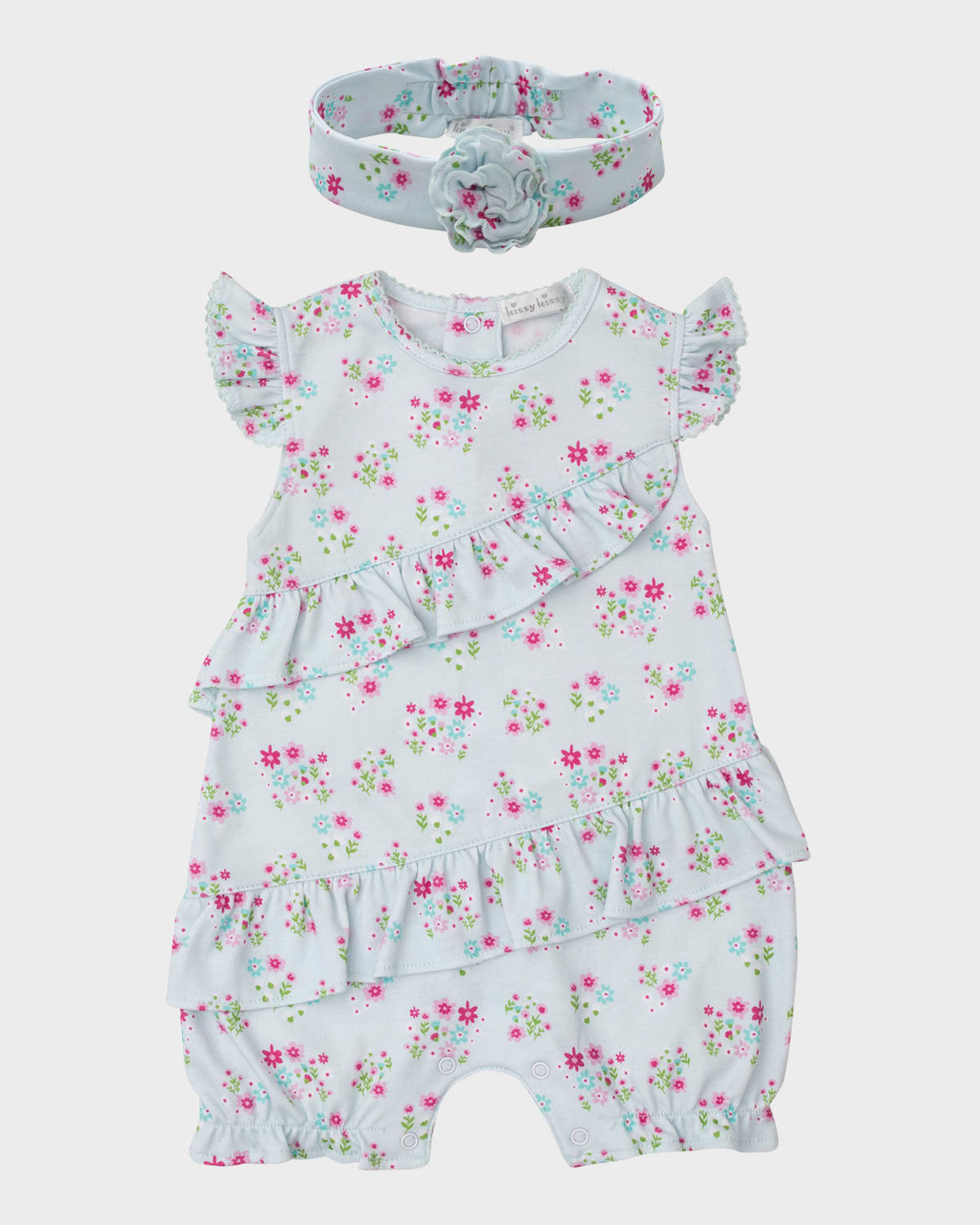Girl's Bunny Blossoms Playsuit and Headband Set, Size 3M-24M