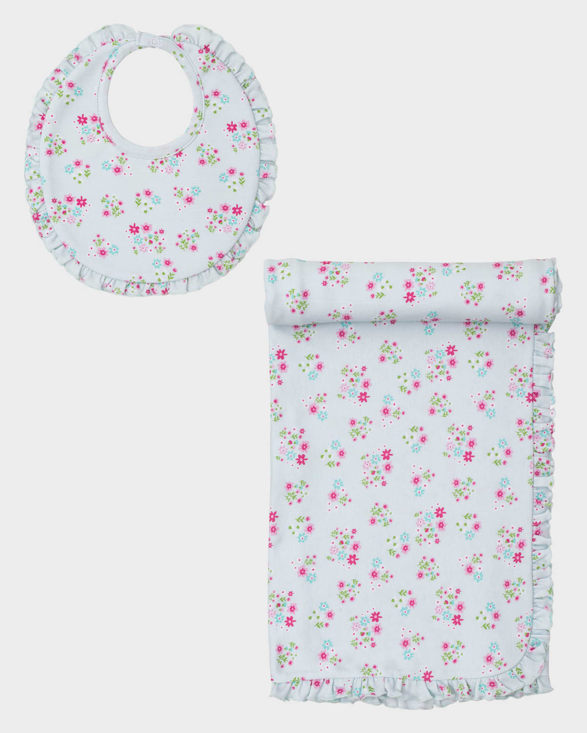 Girl's Bunny Blossoms Bib and Blanket Set