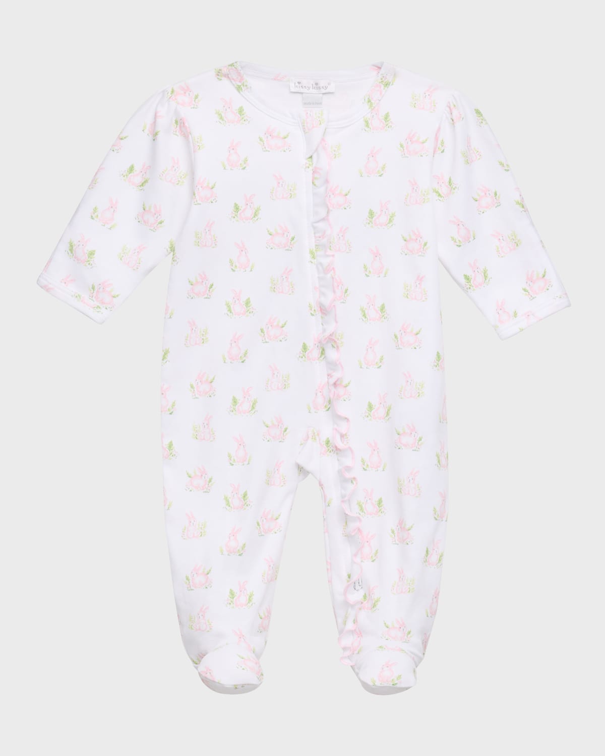 KISSY KISSY GIRL'S COTTONTAIL HOLLOWS PRINTED ZIP-FRONT FOOTIE