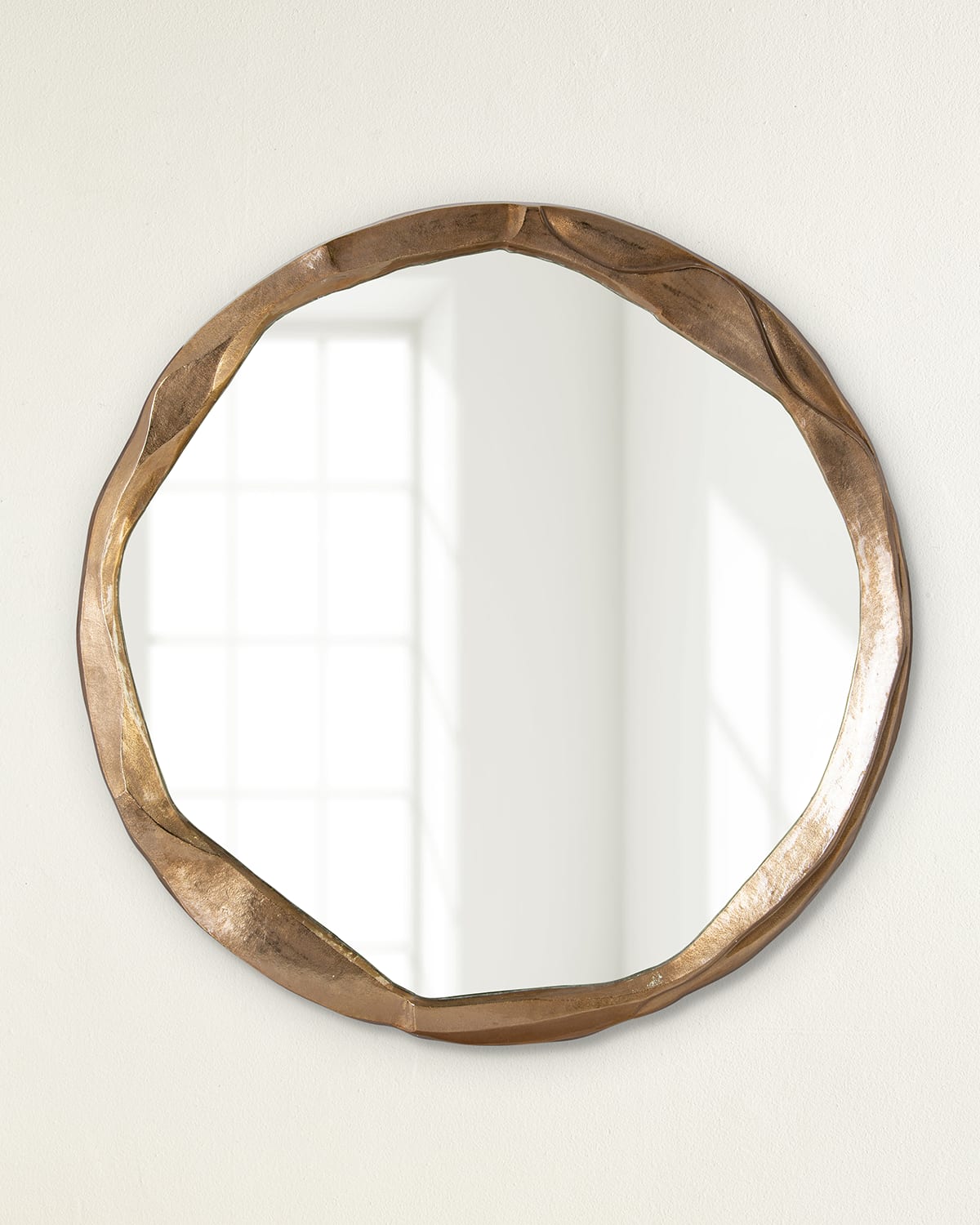 John-richard Collection Round Ruga Golden Mirror, Large In Gold