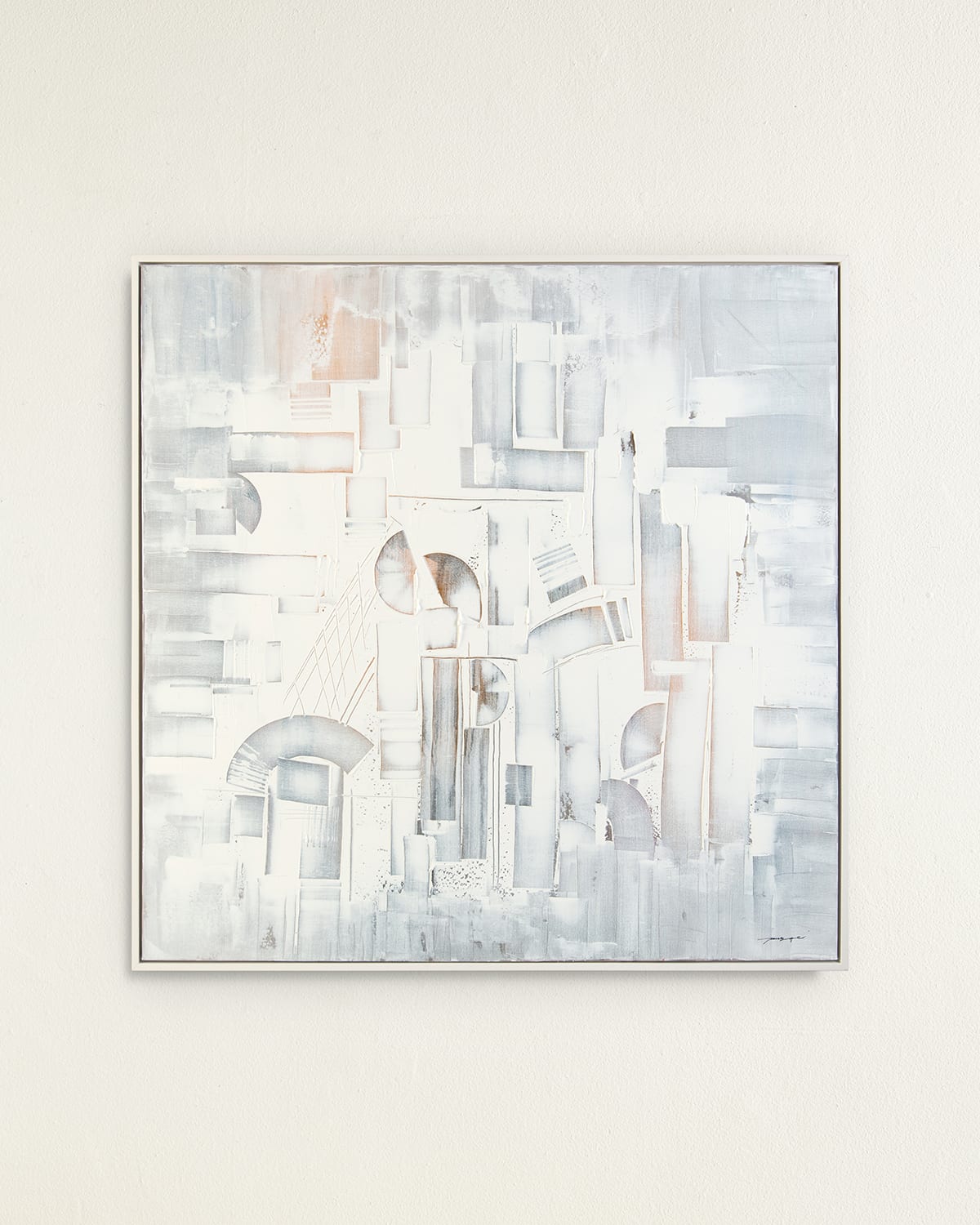 John-richard Collection Distorted Dimensions Original Painting By Teng Fei In Gray