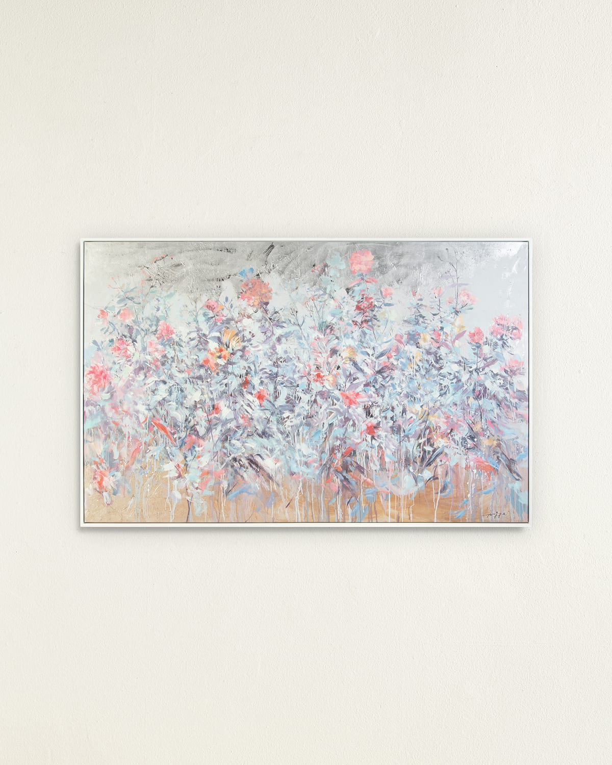 John-richard Collection Petals In The Rain Original Painting By Teng Fei In Blue