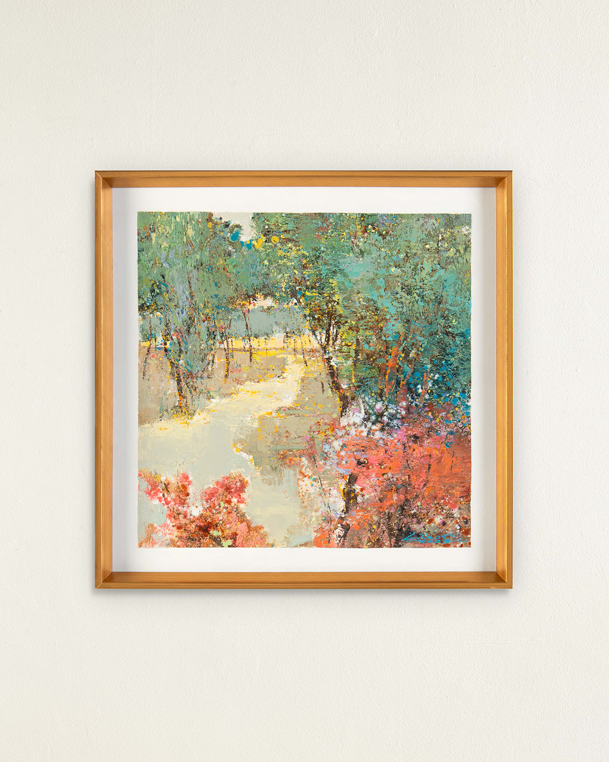John-richard Collection The Trail Forward Original Painting By Liu Mengzhou In Blue