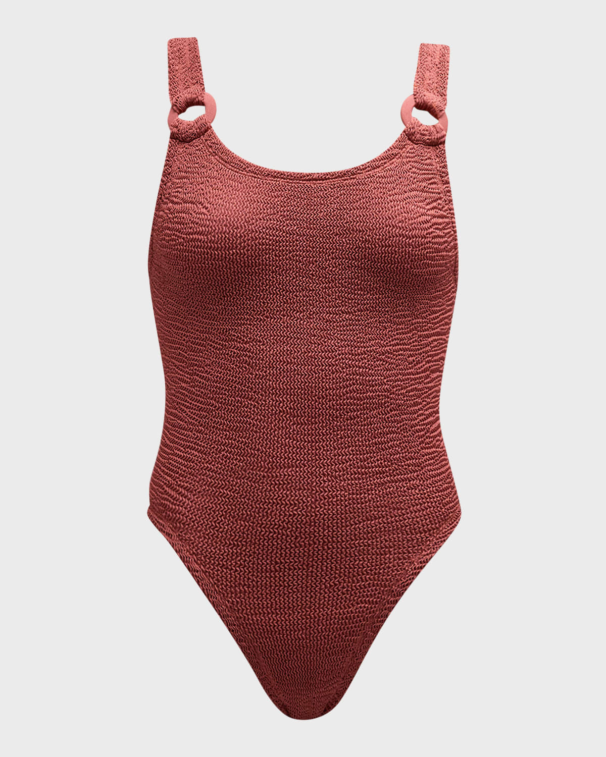 Hunza G Womens Metallic Rosewood Domino Scoop-neck Swimsuit In Navy