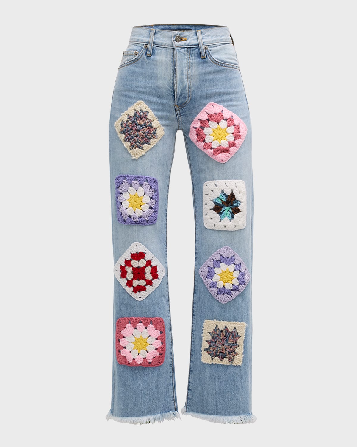 Shop Cout De La Liberte Carrie Crochet Patch Jeans In Tahoe Wash