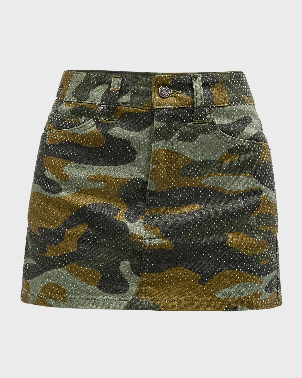 Shop Cout De La Liberte Penelope Crystal Camo Mini Skirt In Camo Grn