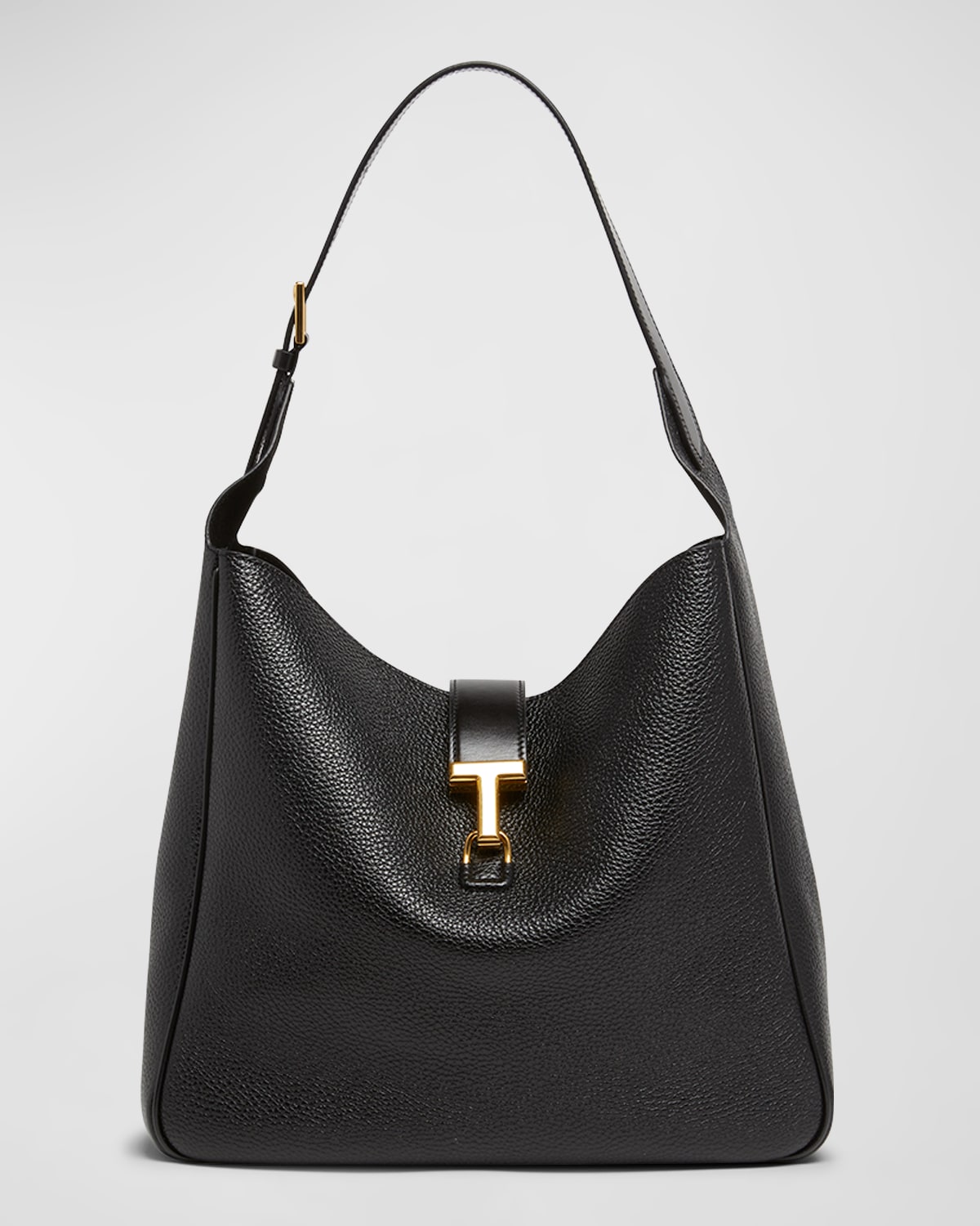 Tom Ford Monarch Medium Hobo Bag In Leather In Black