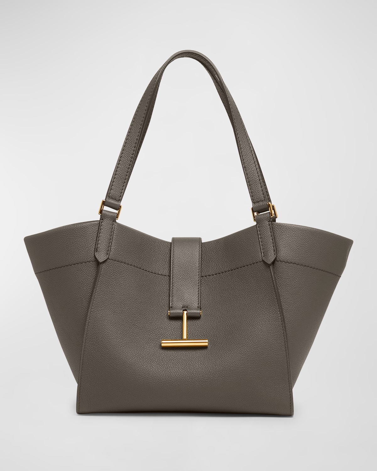 Shop Tom Ford Tara Medium Grain Leather Tote Bag In Graphite
