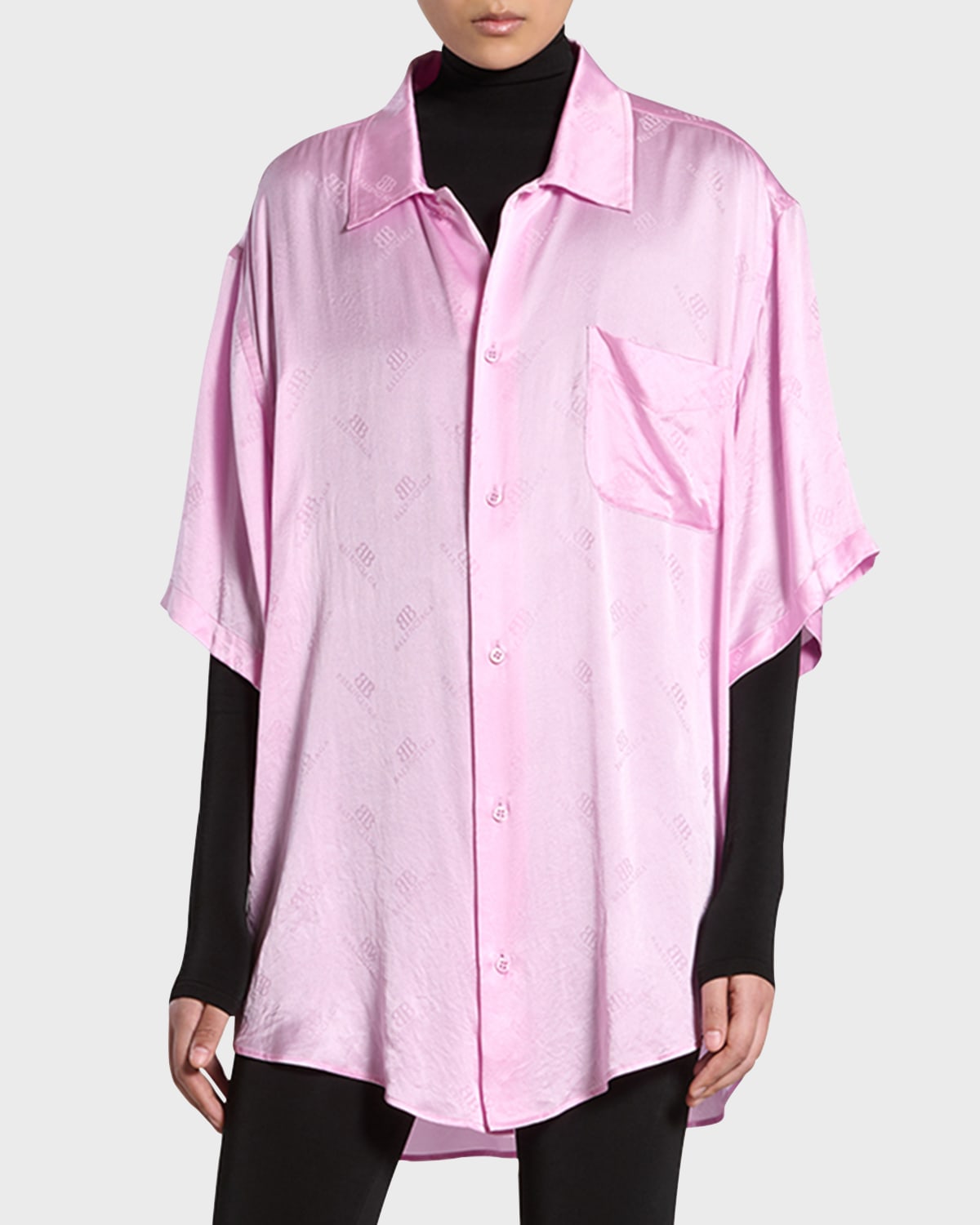 Shop Balenciaga Postcard All-over Print Minimal Shirt In 5630 Pink