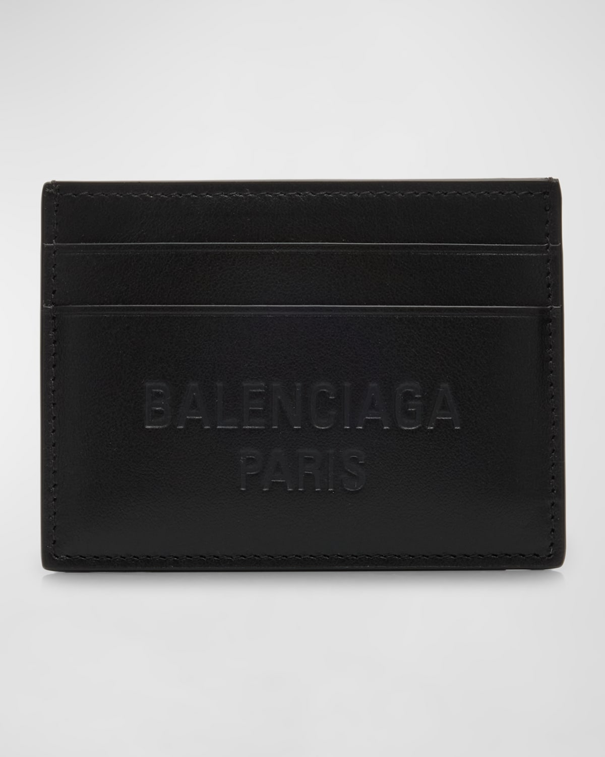 Shop Balenciaga Men's Duty Free Embossed Logo Leather Card Holder In 1000 Black