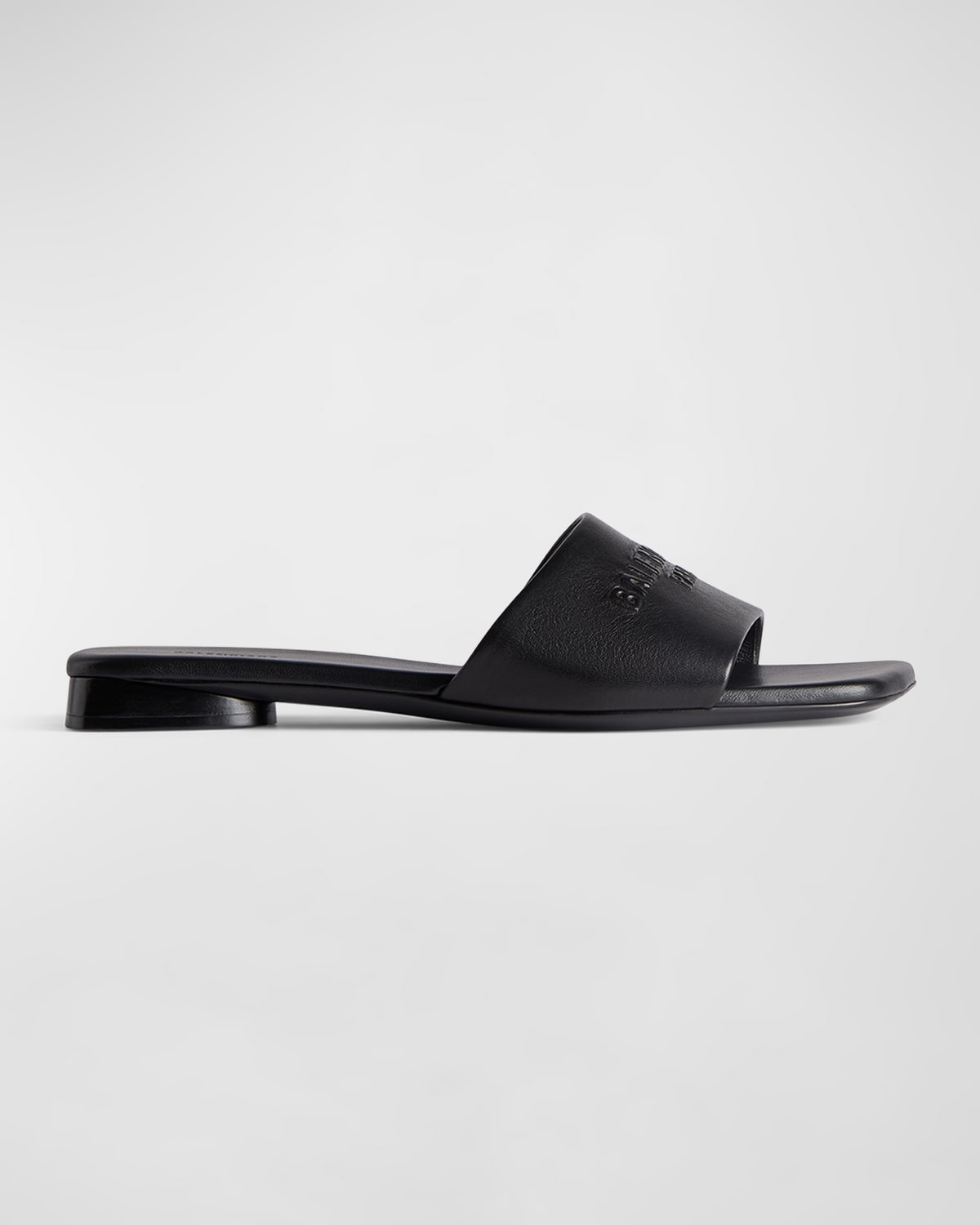 Shop Balenciaga Dutyfree Leather Logo Slide Sandals In Black