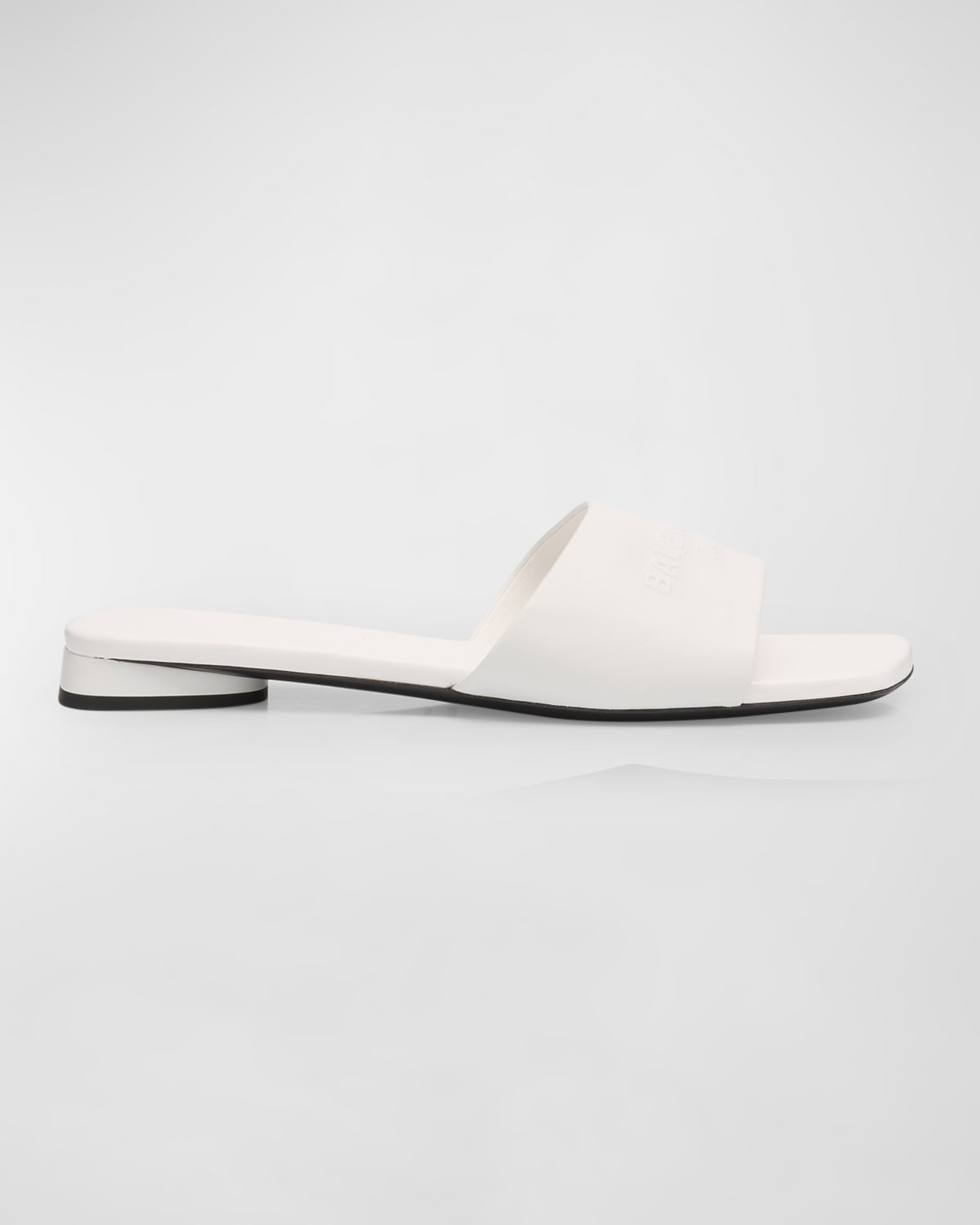 Shop Balenciaga Dutyfree Leather Logo Slide Sandals In White