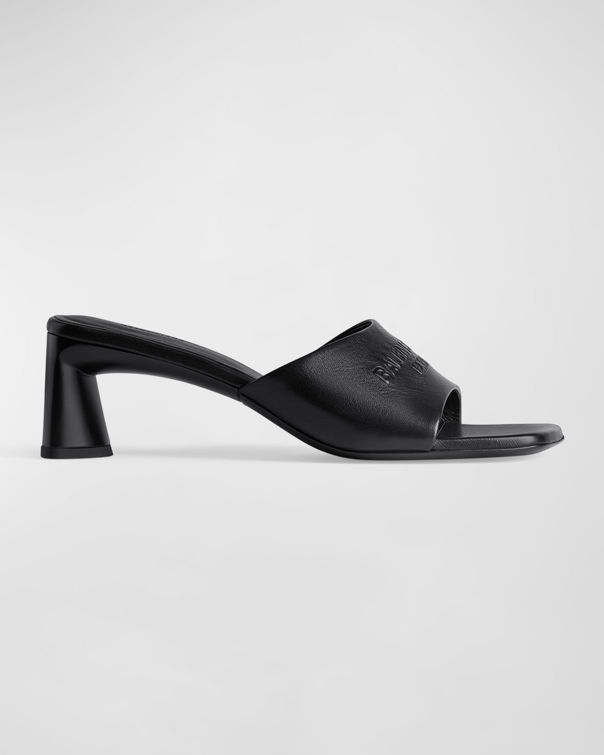 Shop Balenciaga Dutyfree Leather Logo Mule Sandals In Black