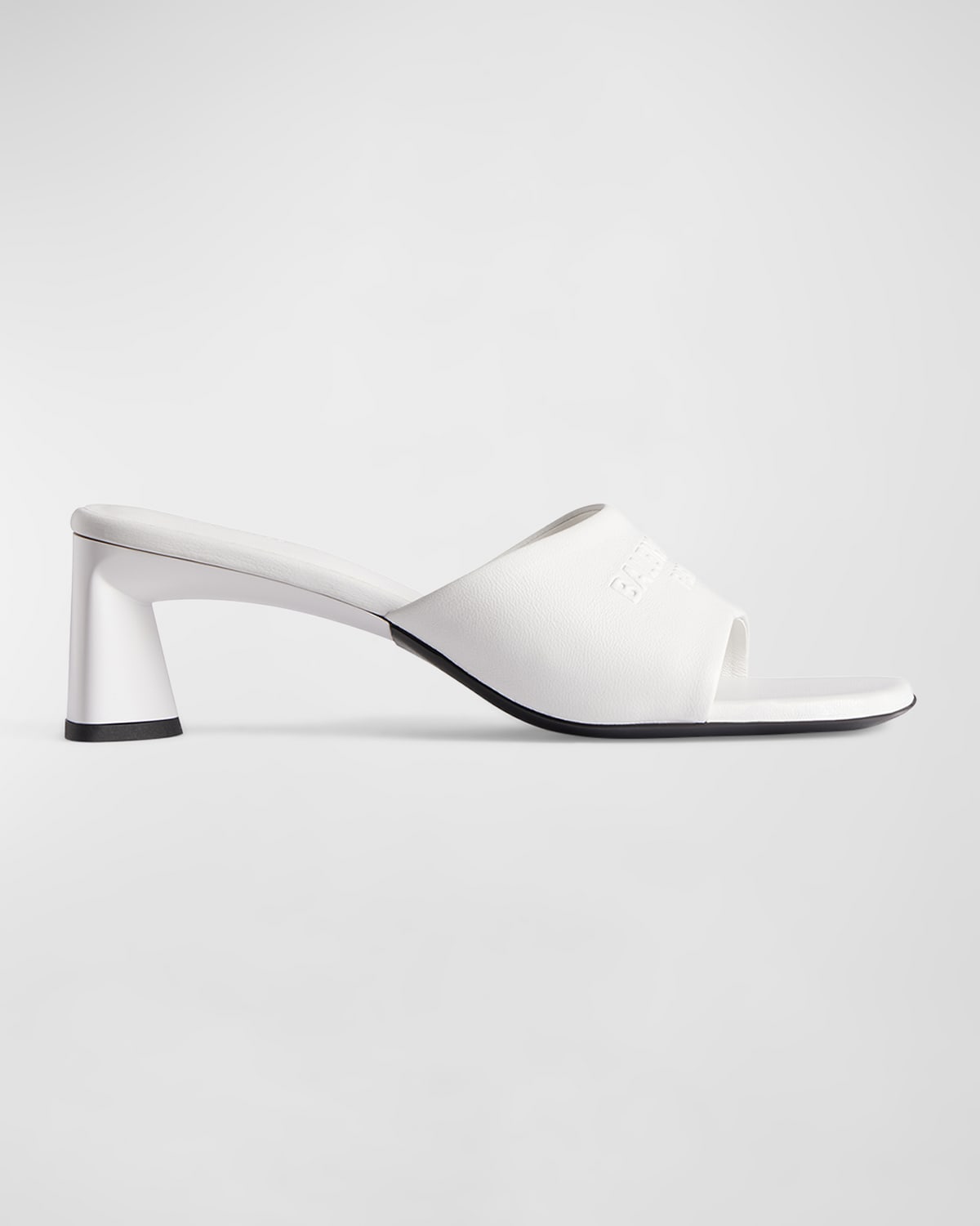 Shop Balenciaga Dutyfree Leather Logo Mule Sandals In White