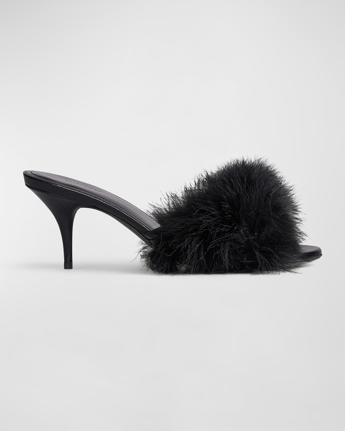 Shop Balenciaga Boudoir Feather Mule Sandals In Black