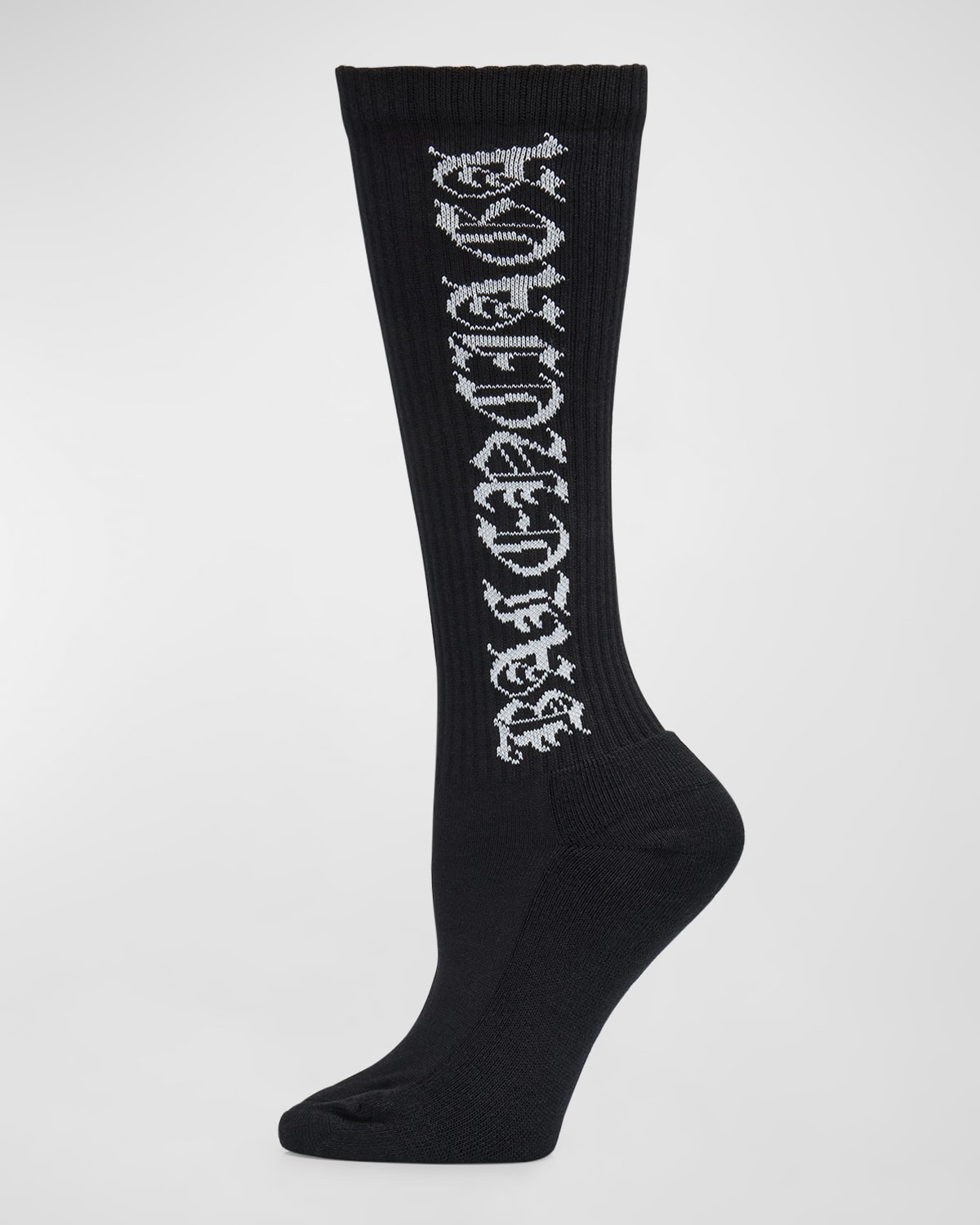 Shop Balenciaga Gothic Type Socks In 1077 Black/white
