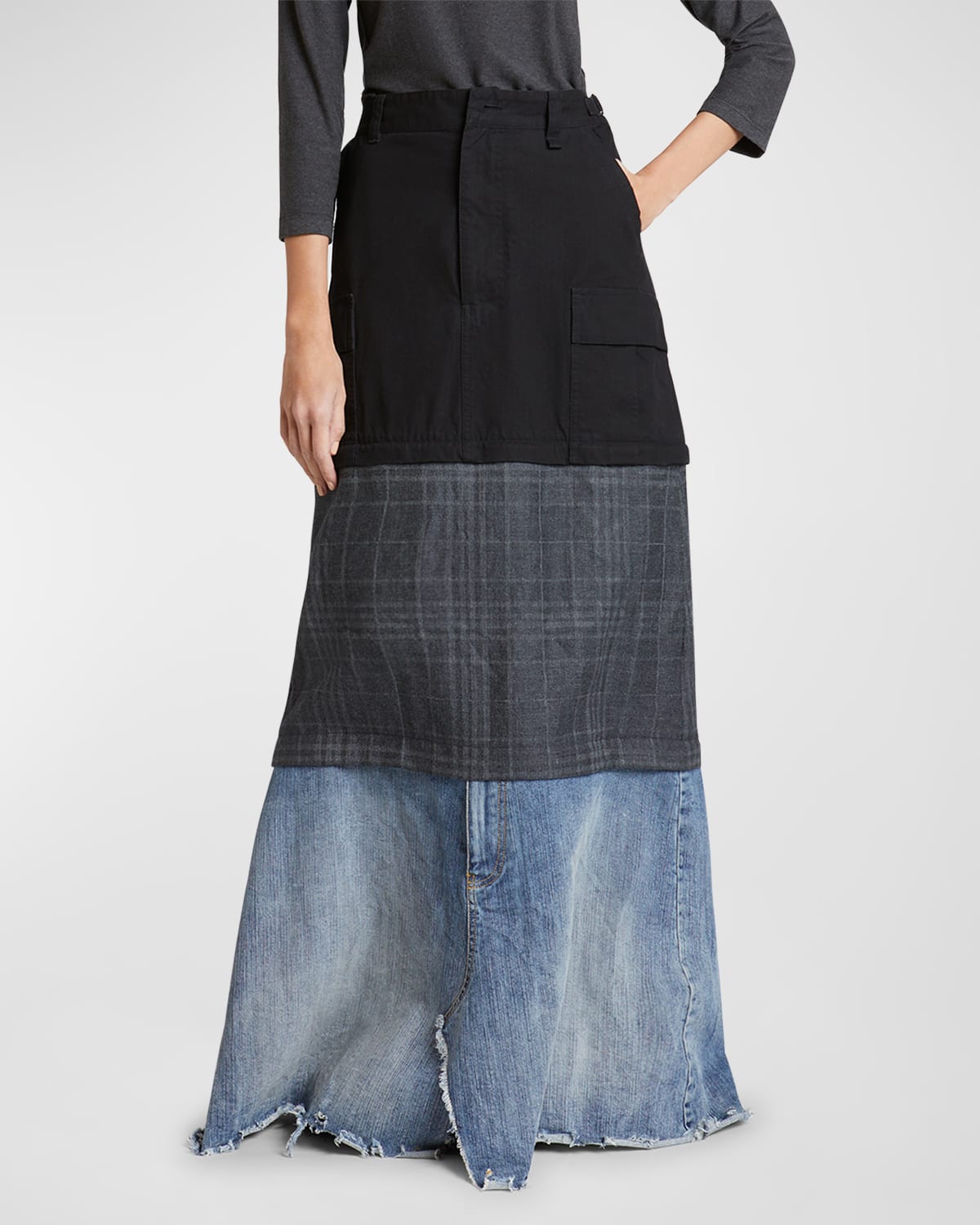 Shop Balenciaga Maxi Layered Cargo Skirt In 1000 Black